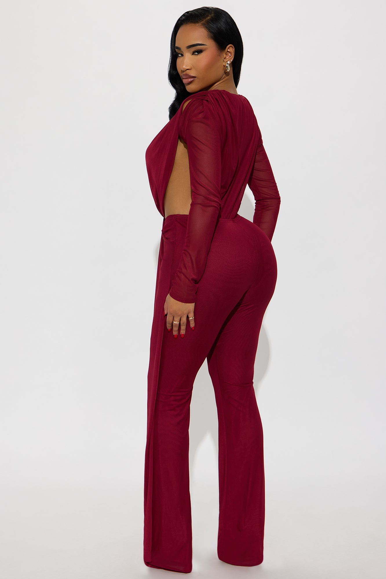 Soleil Straight Leg Jumpsuit - Burgundy