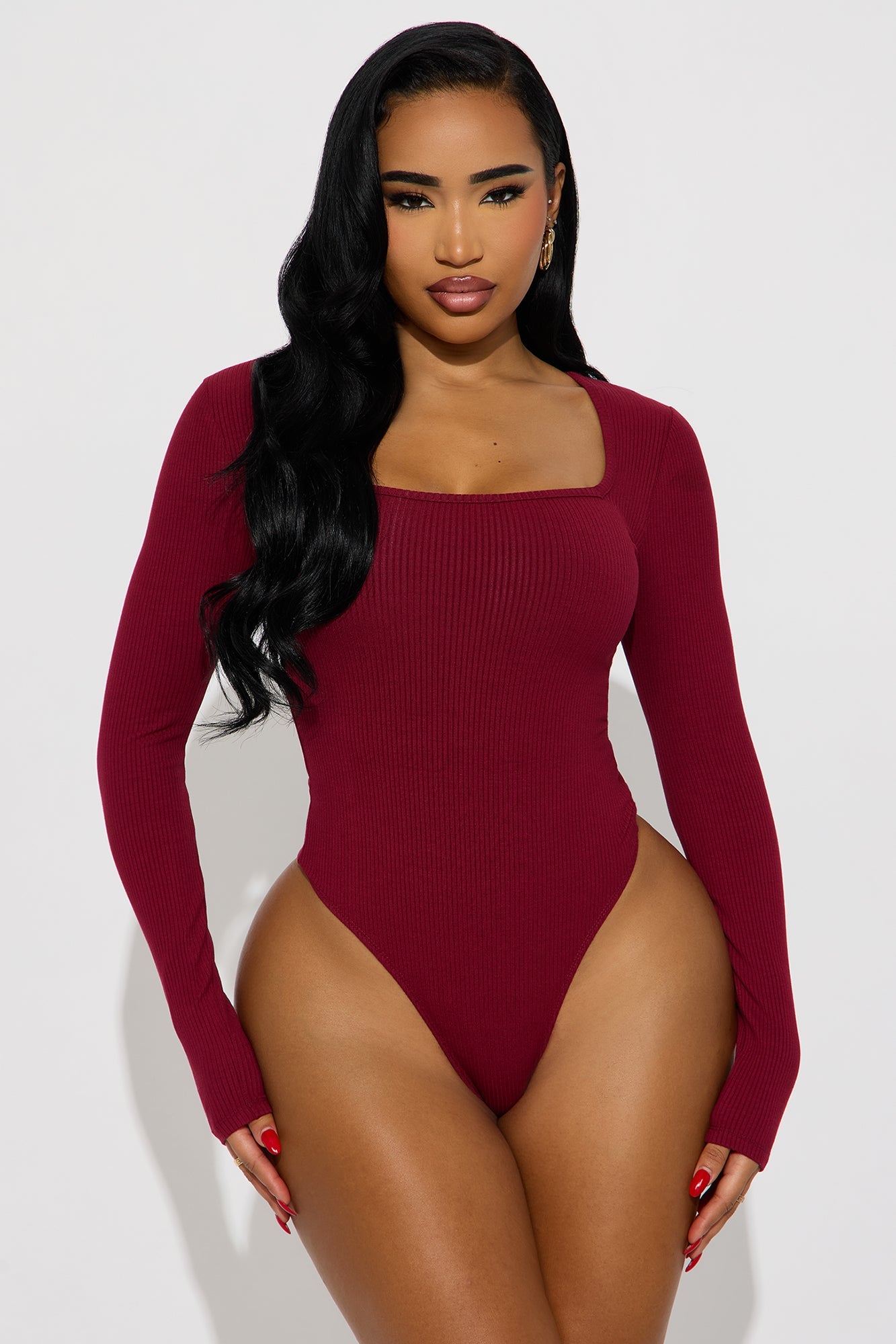 Arianna Snatched Bodysuit - Burgundy