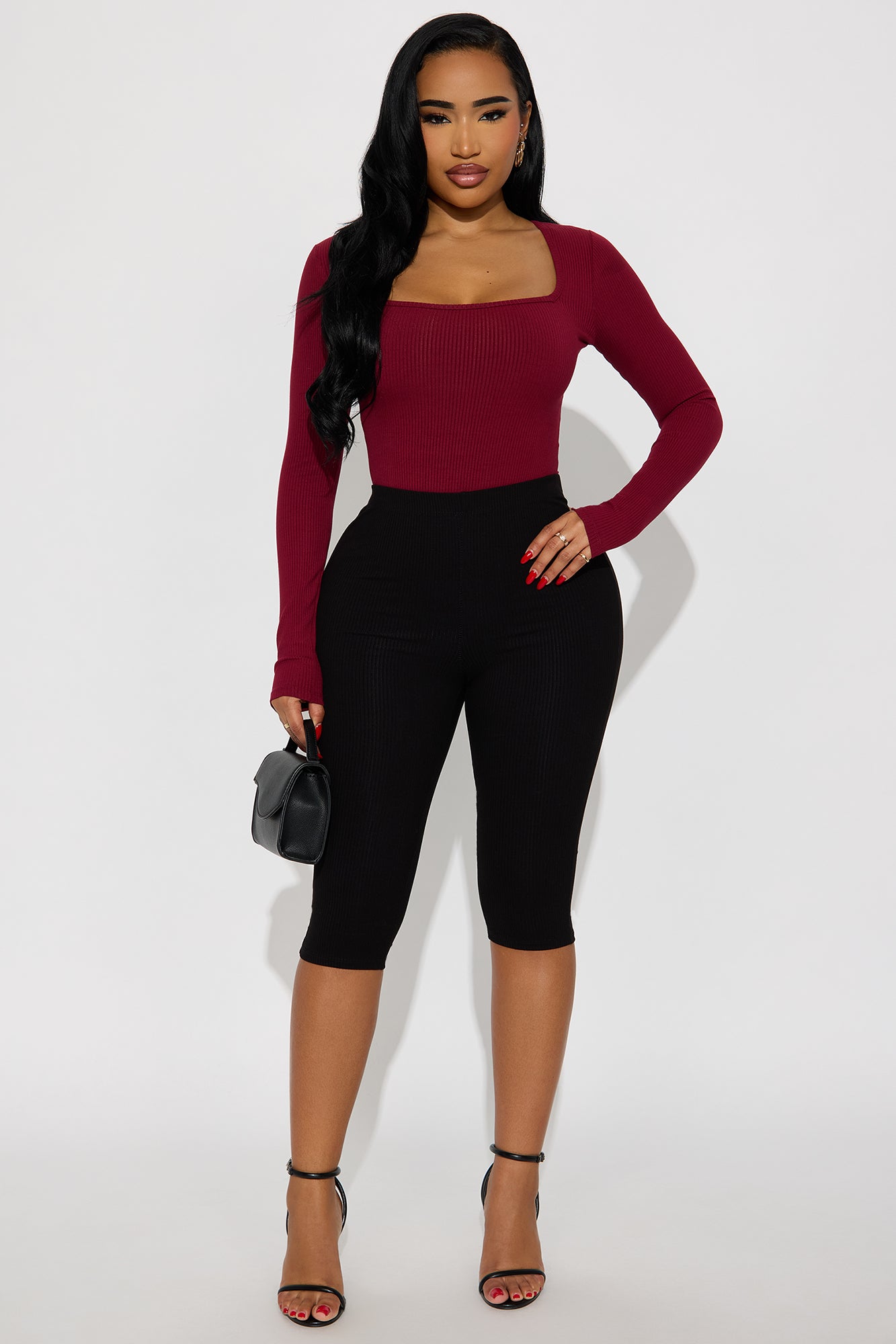 Arianna Snatched Bodysuit - Burgundy