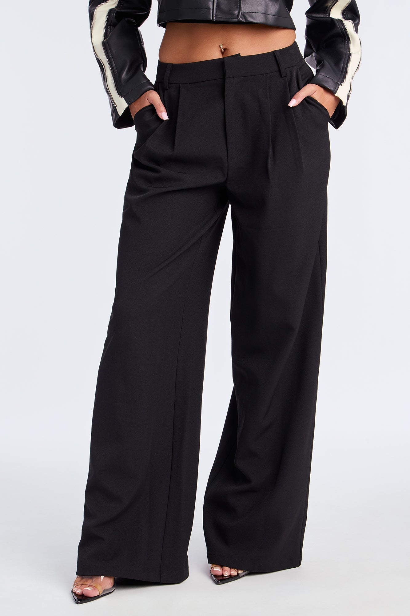Cynthia Wide Leg Trouser Pant 33″ - Black