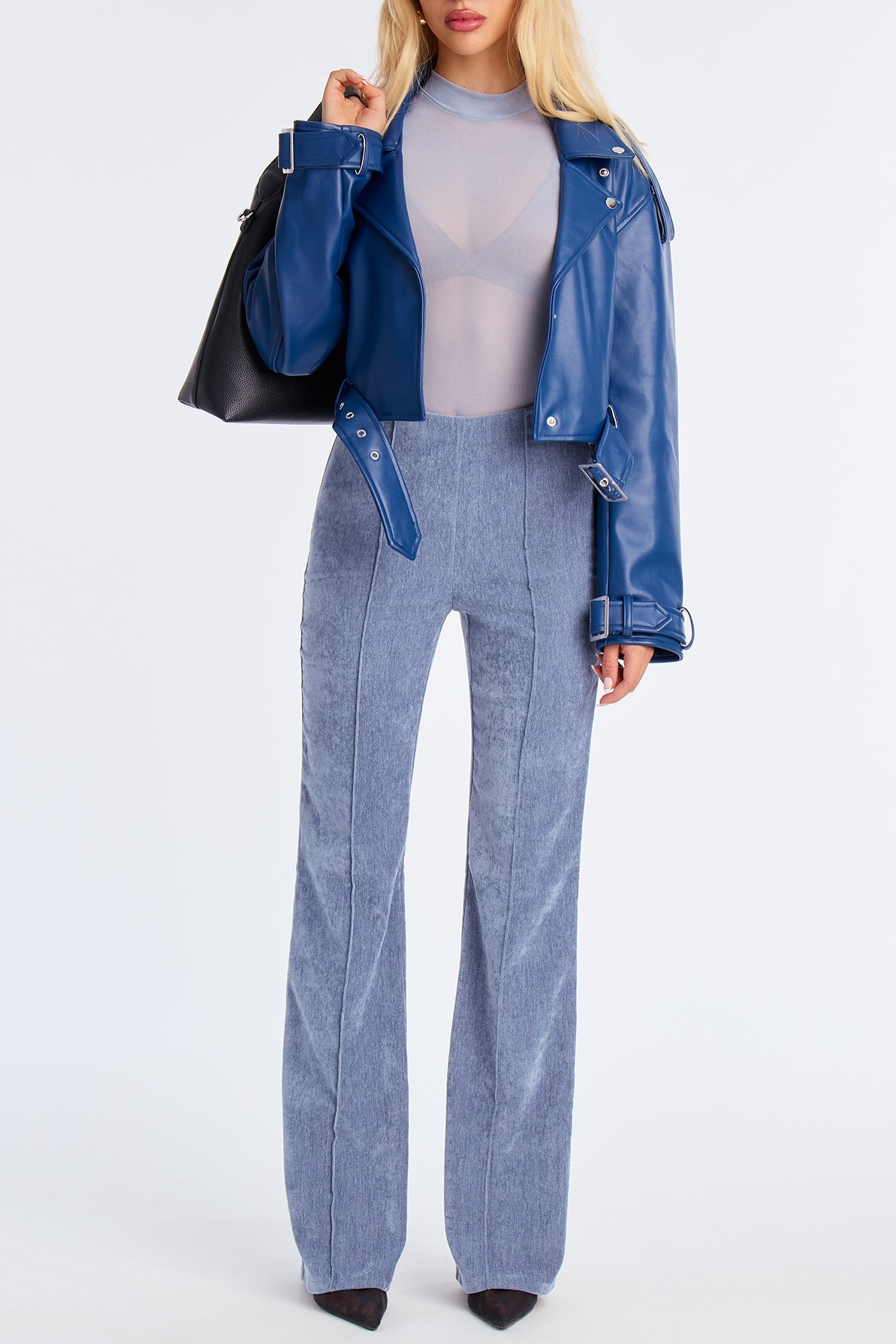 All Gossip High Rise Velvet Wide Leg Pant 33 - Denim 