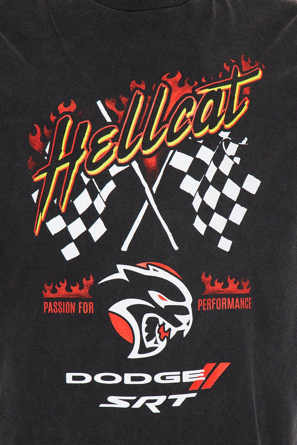 Dodge Hellcat Washed Long Sleeve Tee - Black