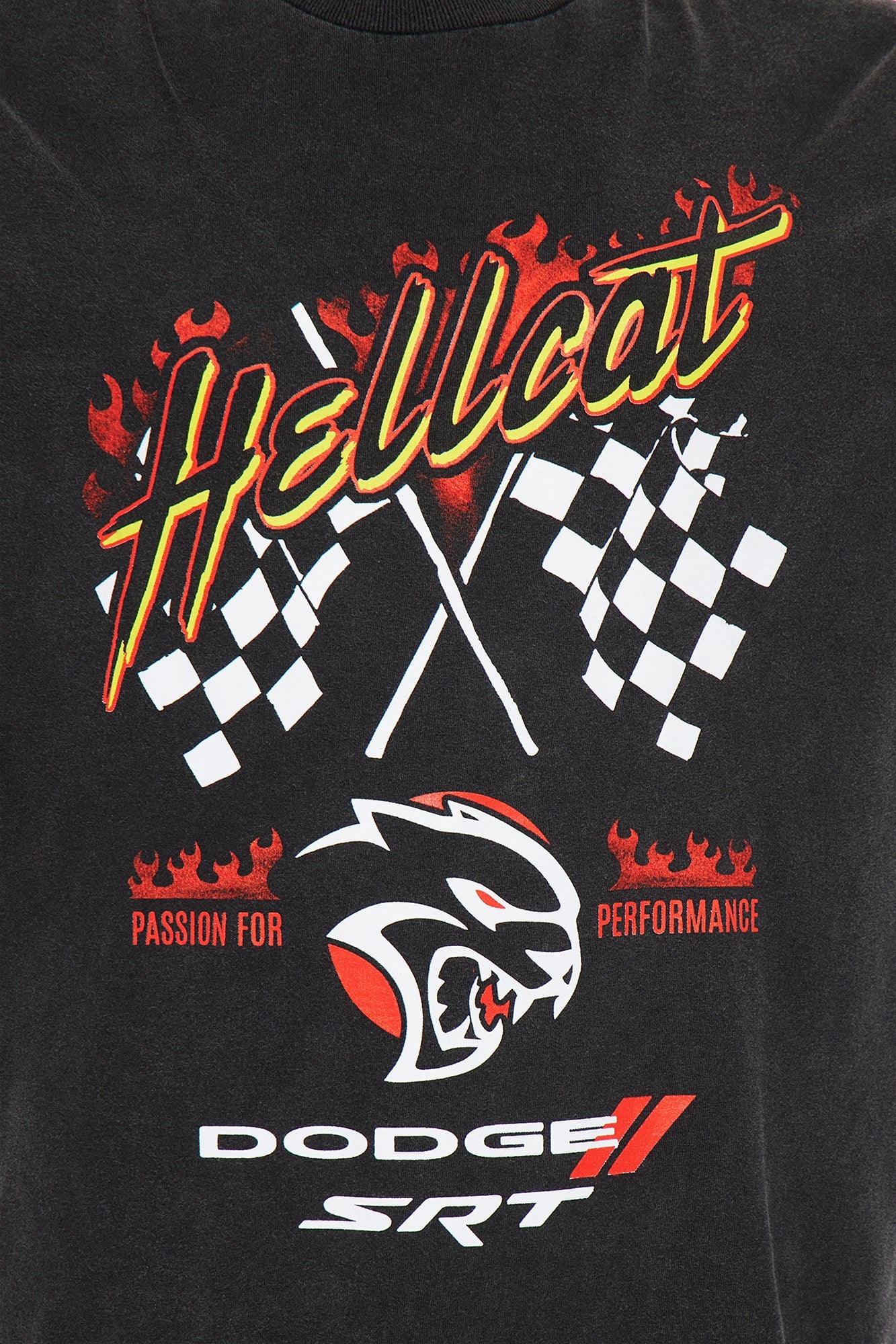Dodge Hellcat Washed Long Sleeve Tee - Black