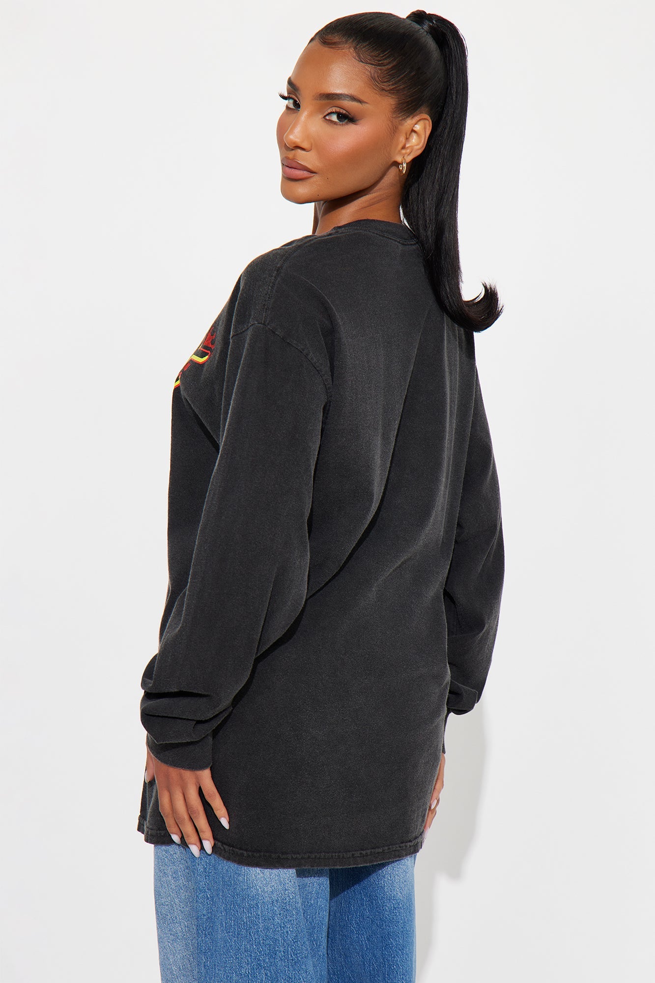 Dodge Hellcat Washed Long Sleeve Tee - Black