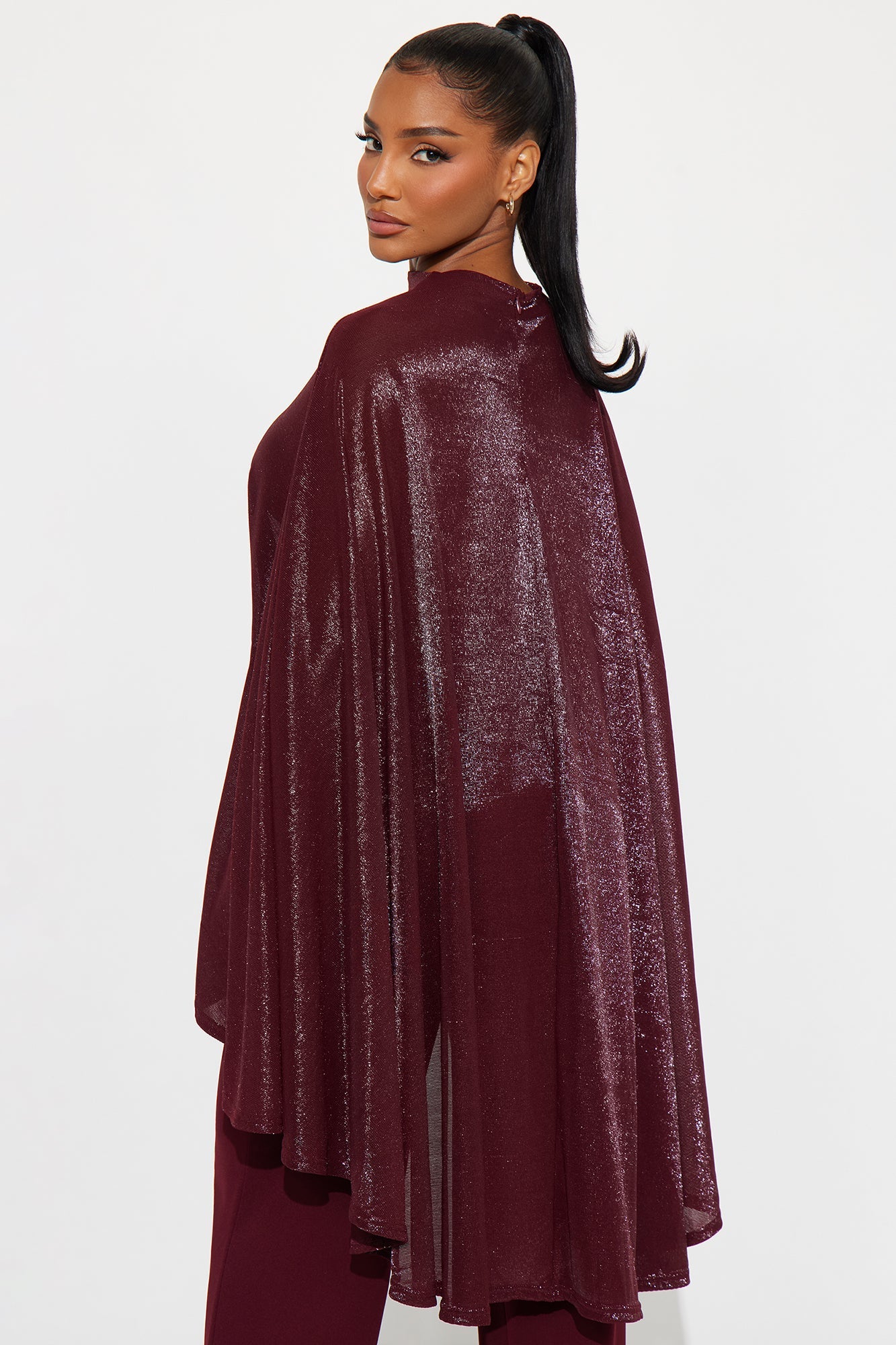 Parisa Draped Asymmetrical Top - Burgundy