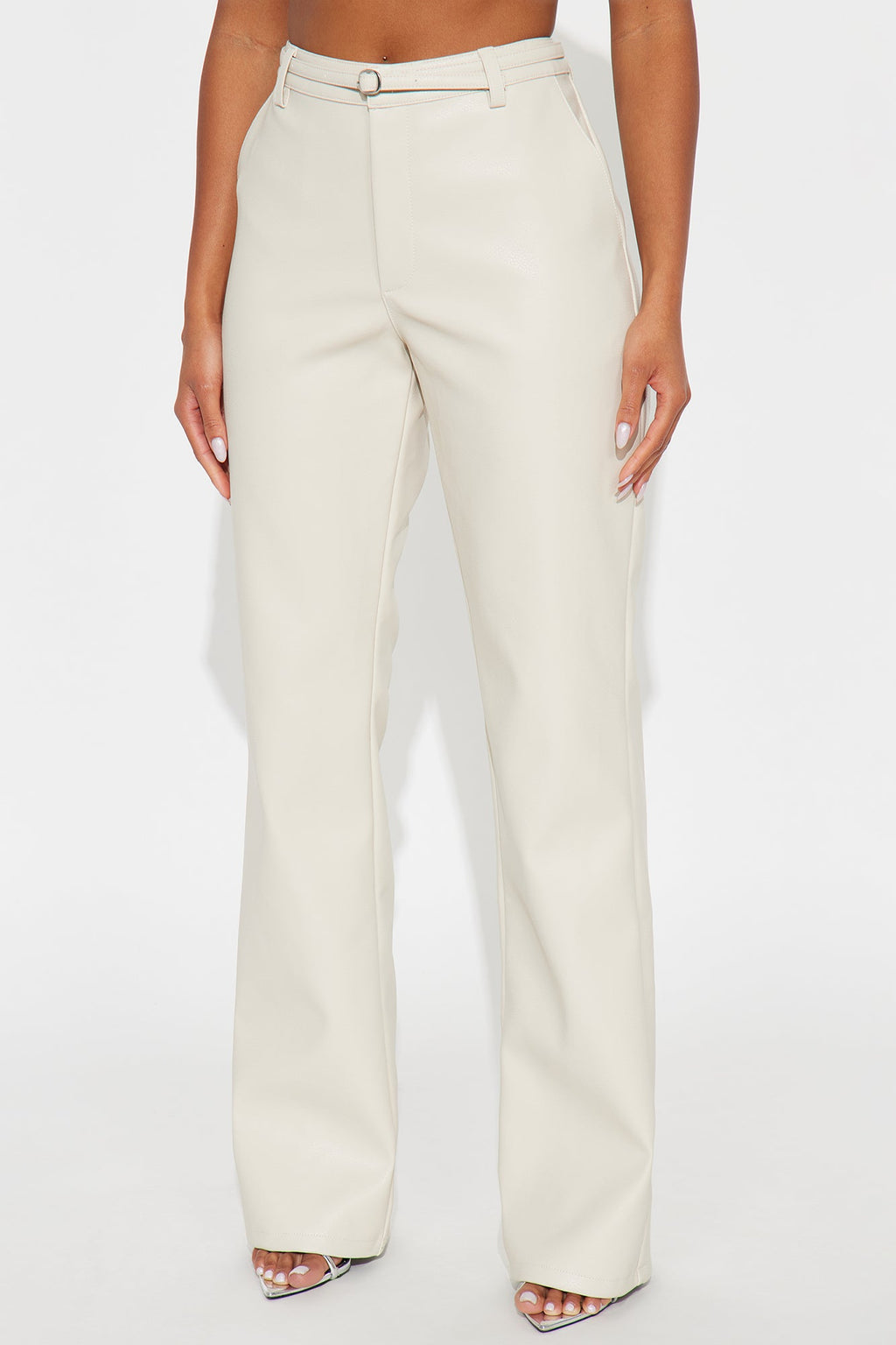 Nikita Belted Faux Leather Pant 33″ - Stone