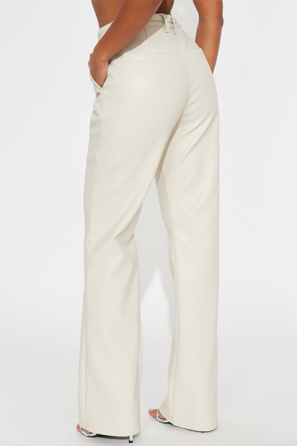 Nikita Belted Faux Leather Pant 33″ - Stone