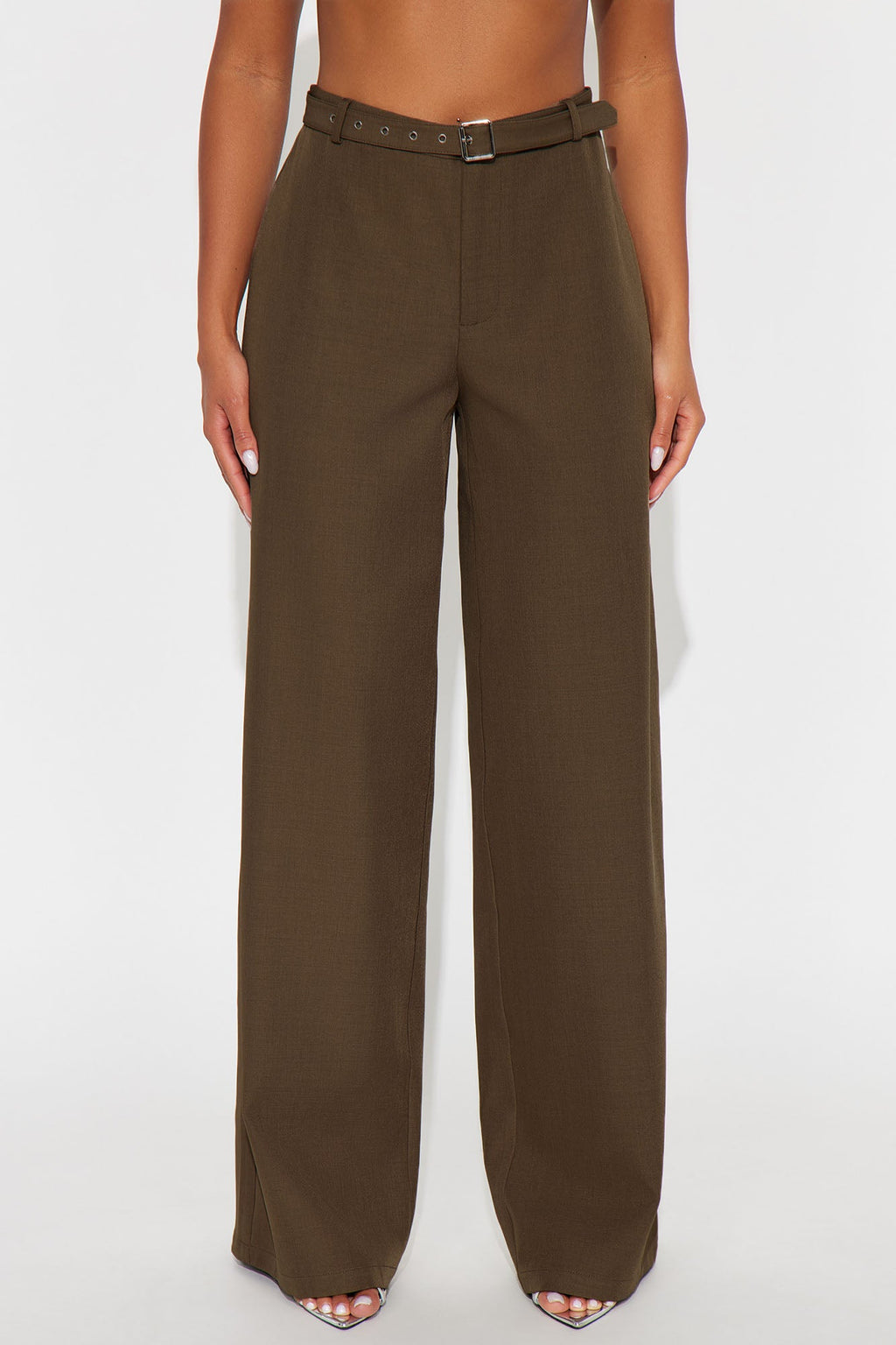 Only Boss Attitude Low Rise Belted Wide Leg Trouser 33 - Mocha 
