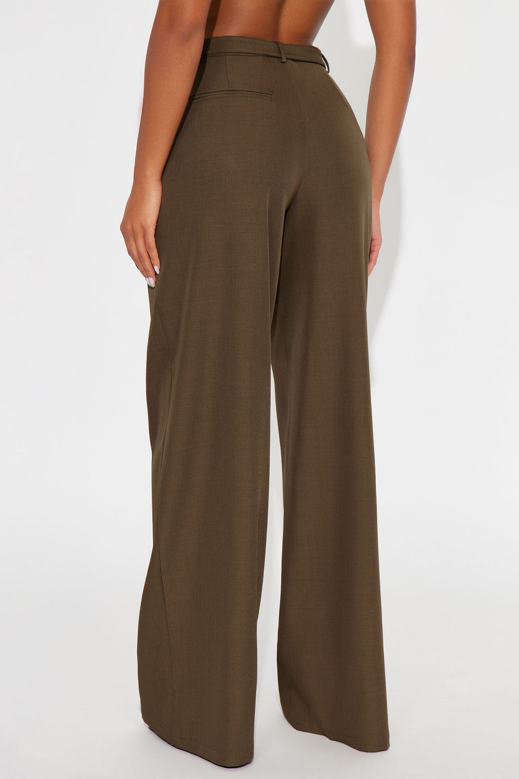 Only Boss Attitude Low Rise Belted Wide Leg Trouser 33 - Mocha 