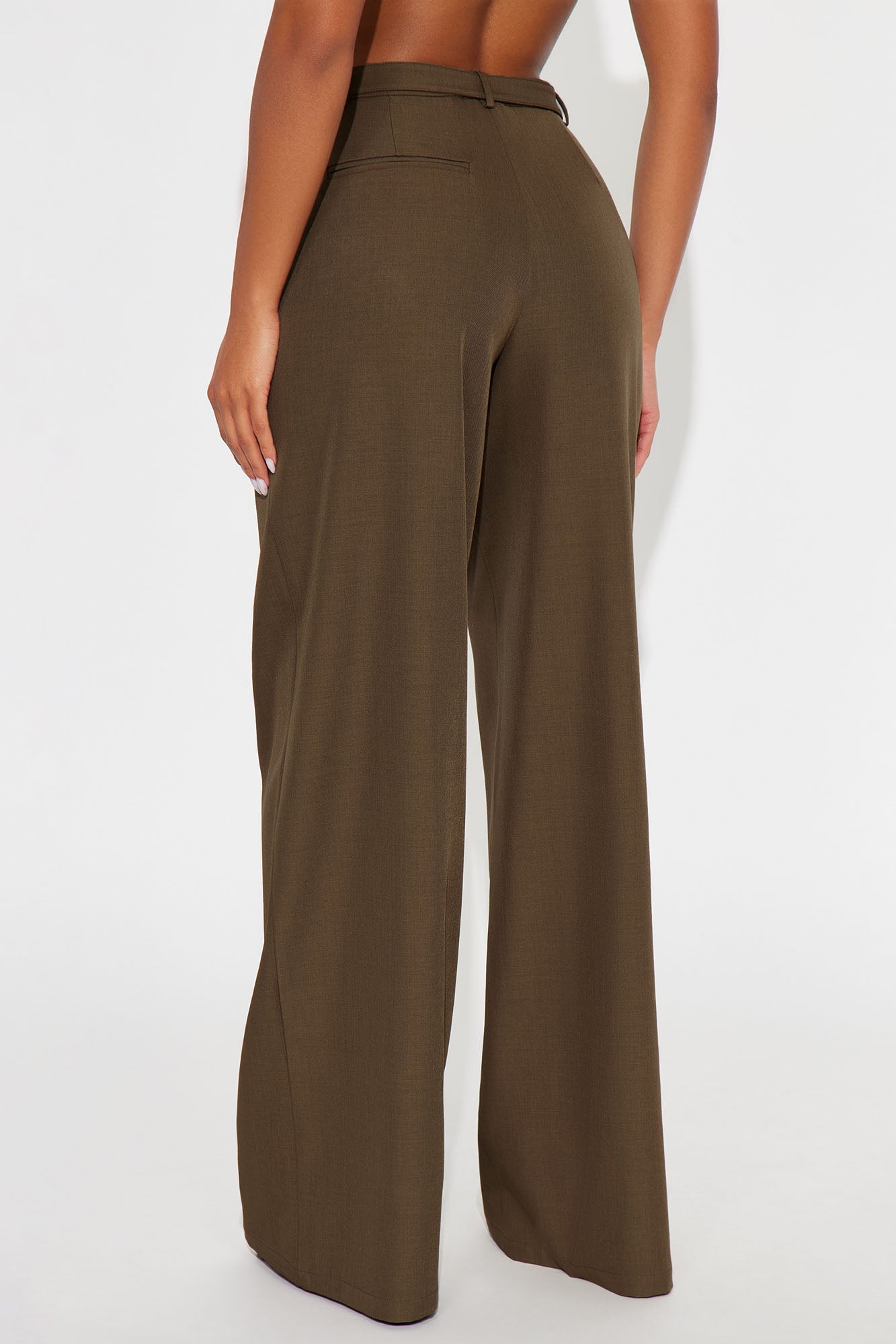 Only Boss Attitude Low Rise Belted Wide Leg Trouser 33 - Mocha 