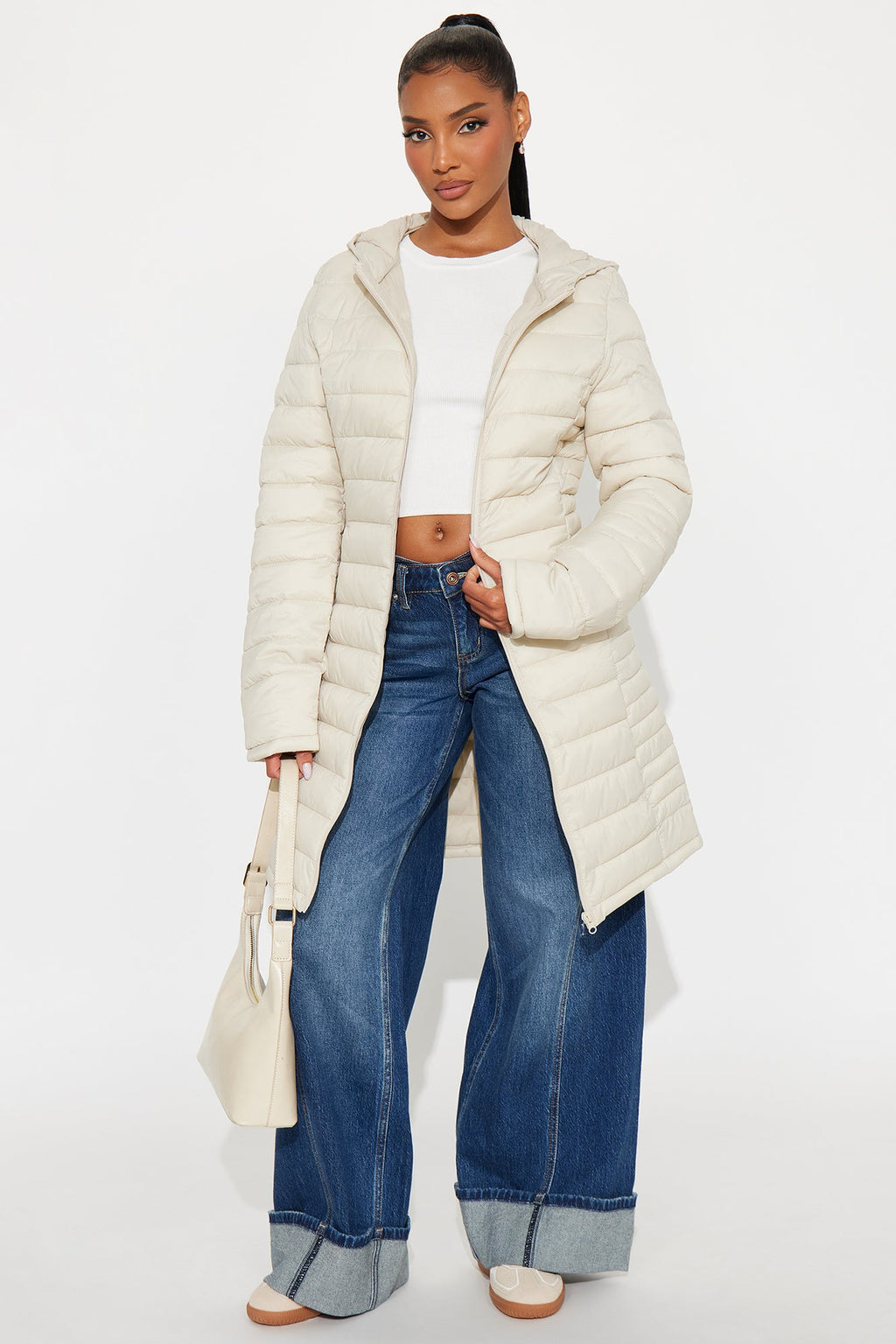 Padded Landing Puffer Coat - Stone