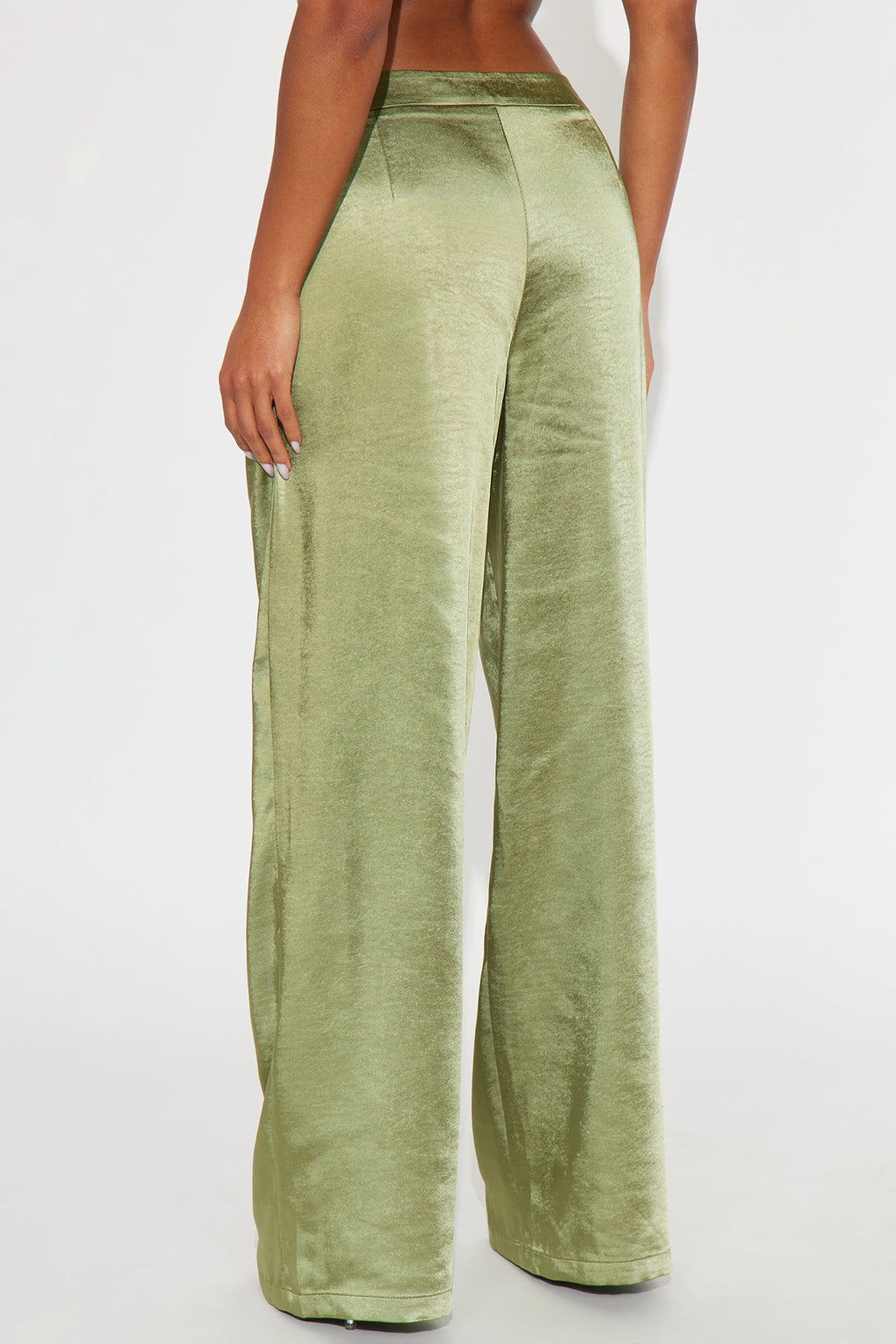 Main Topic Low Rise Wide Leg Satin Pant 33 - Olive 