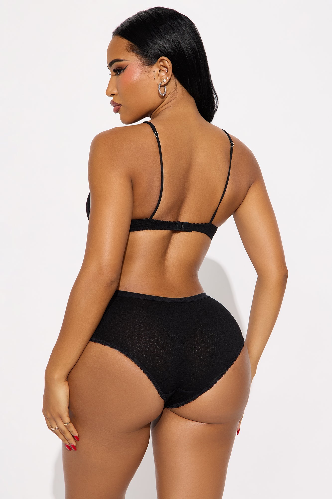 Sweetest Touch Pointelle 2 Piece Bra And Boyshort Panty Set - Black