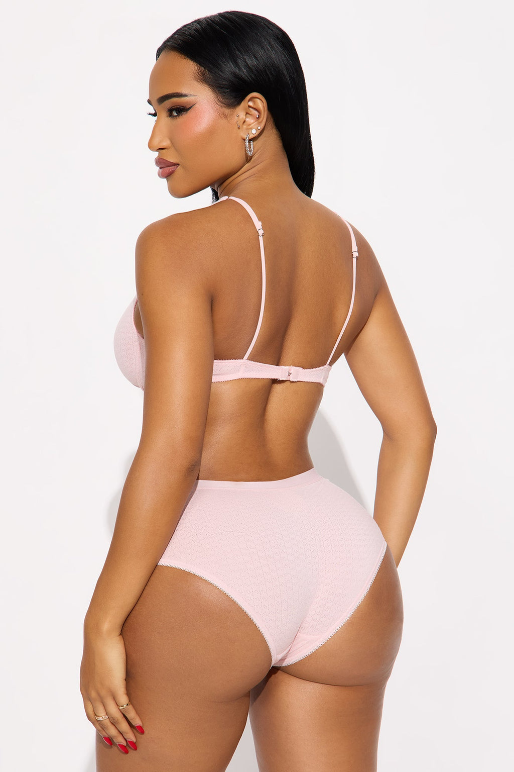 Sweetest Touch Pointelle 2 Piece Bra And Boyshort Panty Set - Pink