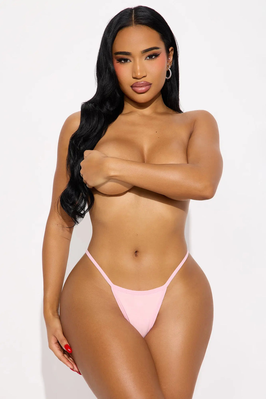 Bow Me Baby Rhinestone Bow G String Panty - Pink 