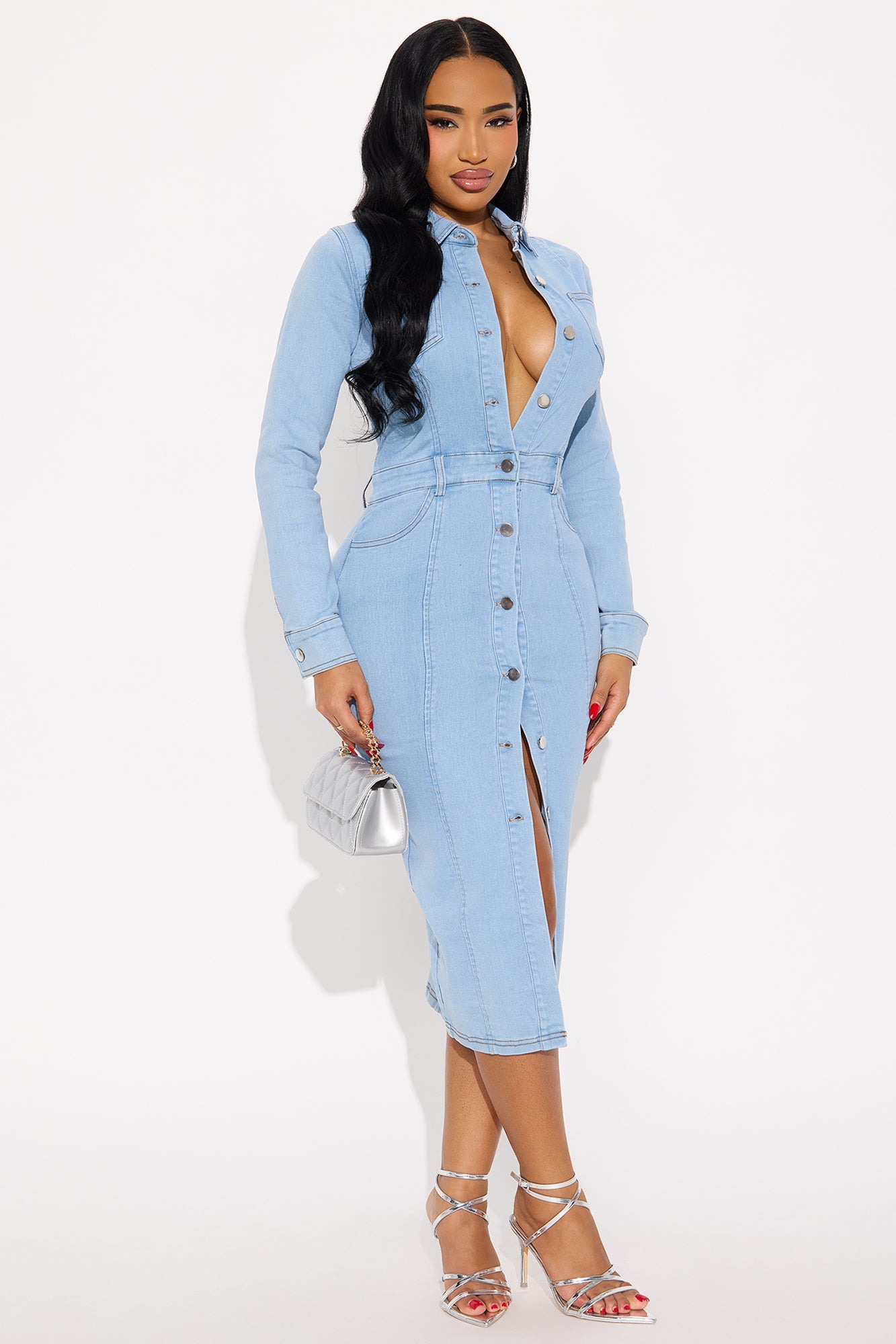 Pressure On Denim Midi Dress - Denim