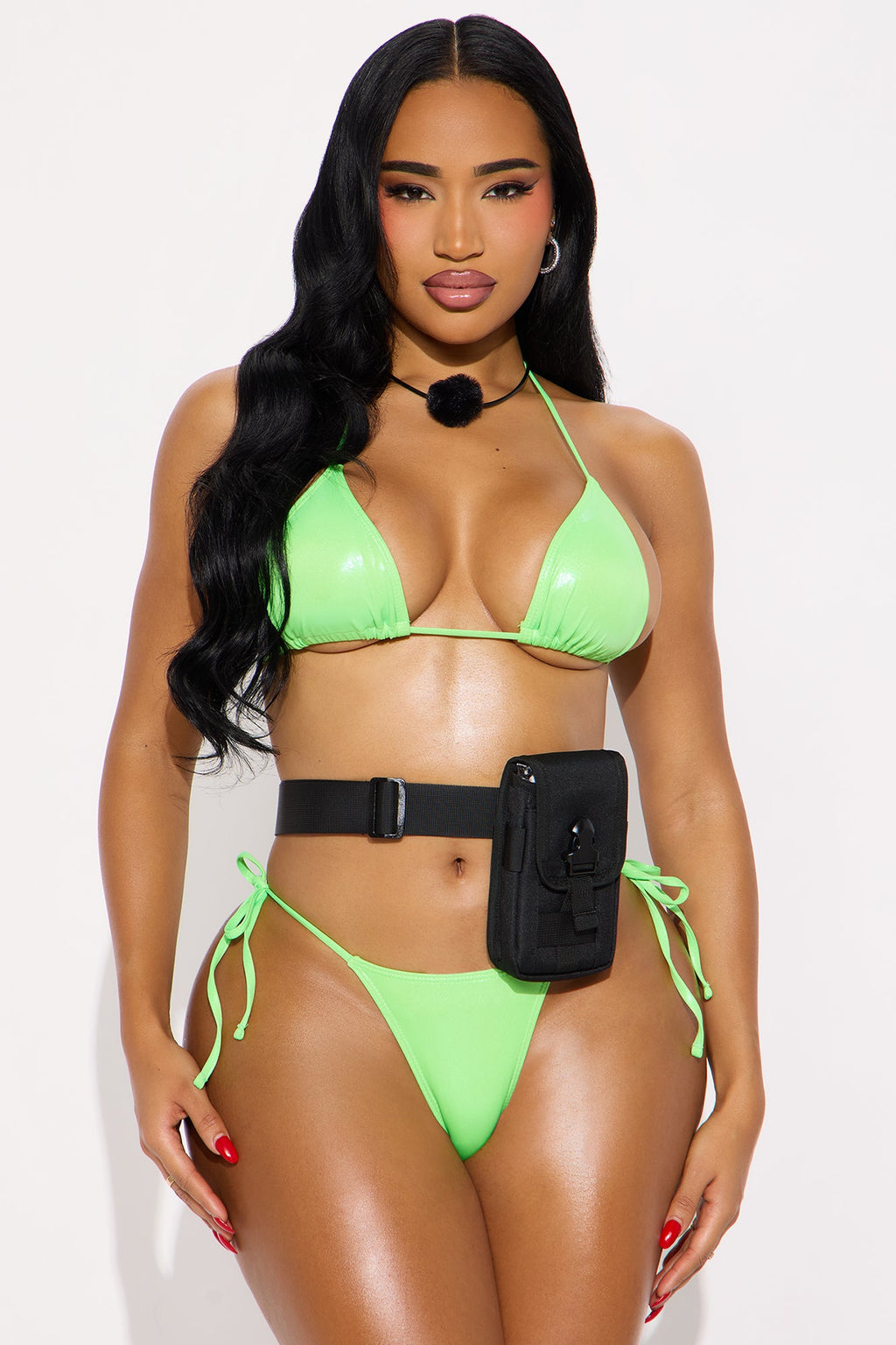 Villa Bombshell Babe 4 Piece Bikini And Mic Halloween Costume - Green