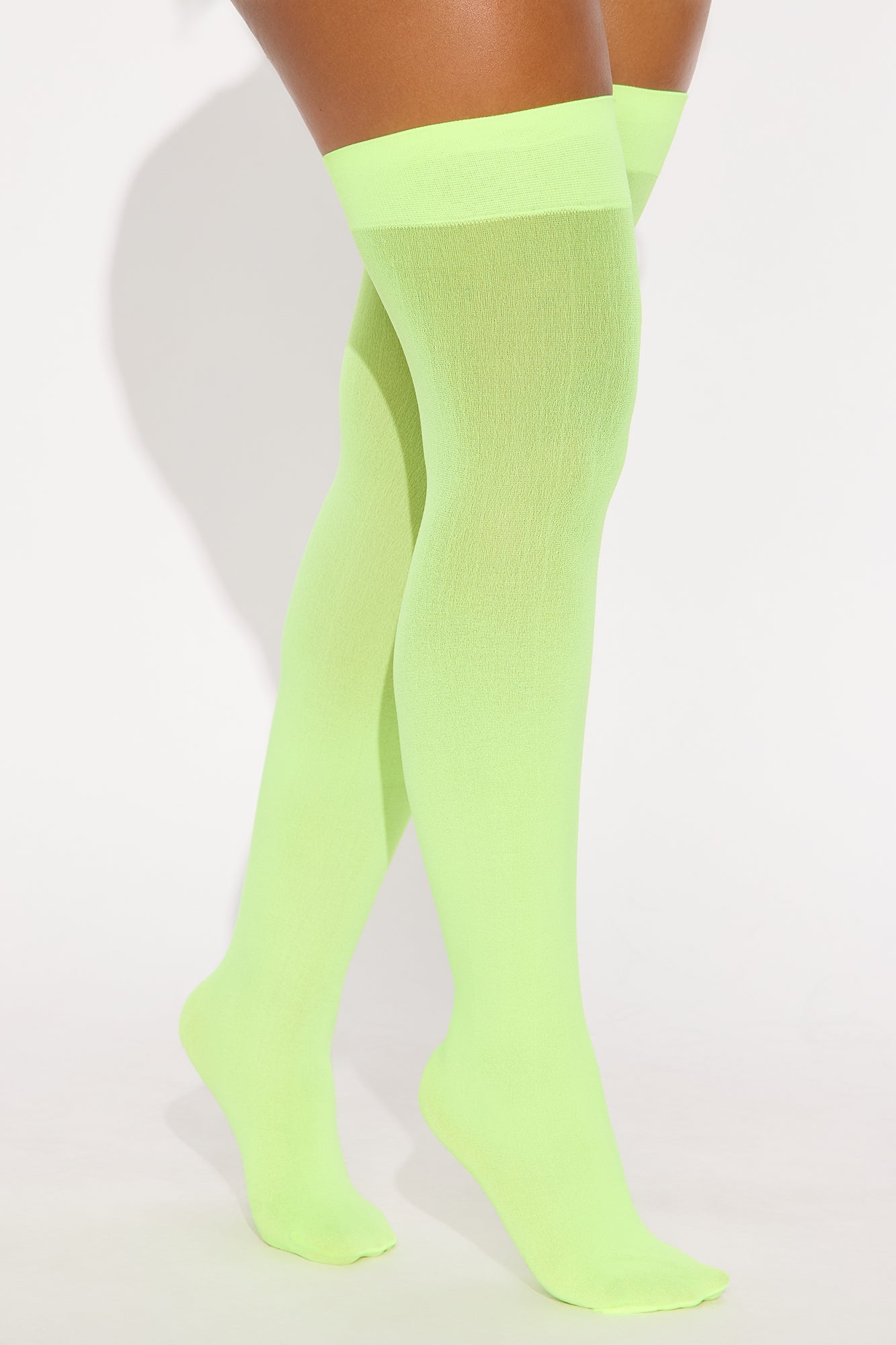 Eternal Love Opaque Thigh Highs - Neon Green
