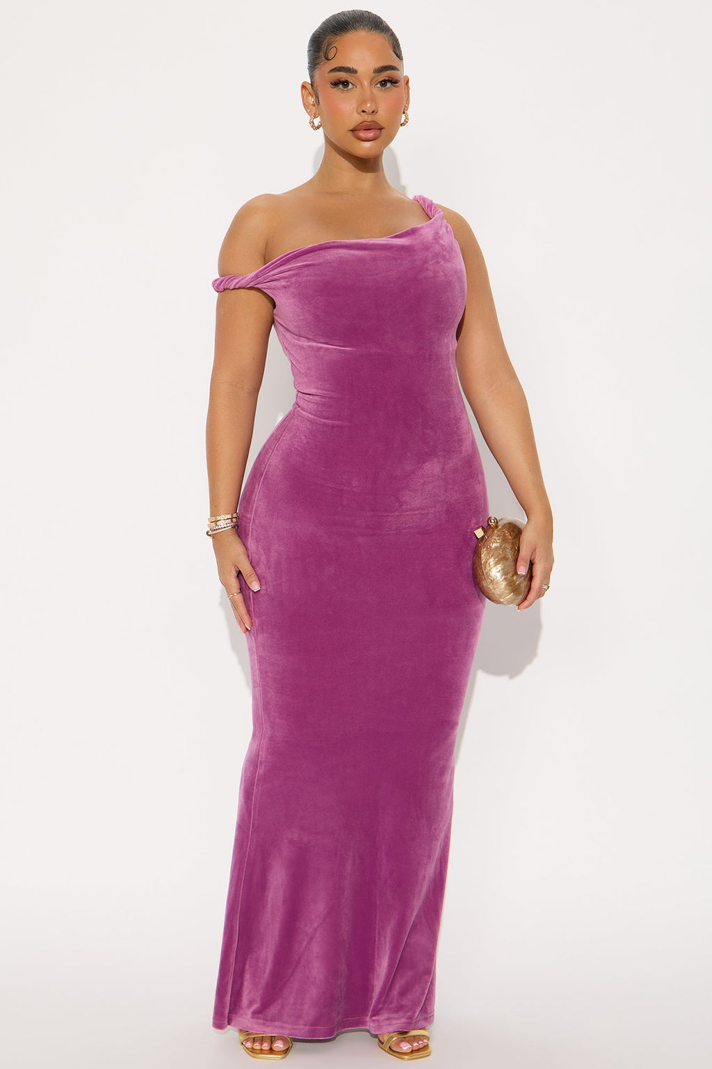 Season Of Slay Velour Gown - Mauve