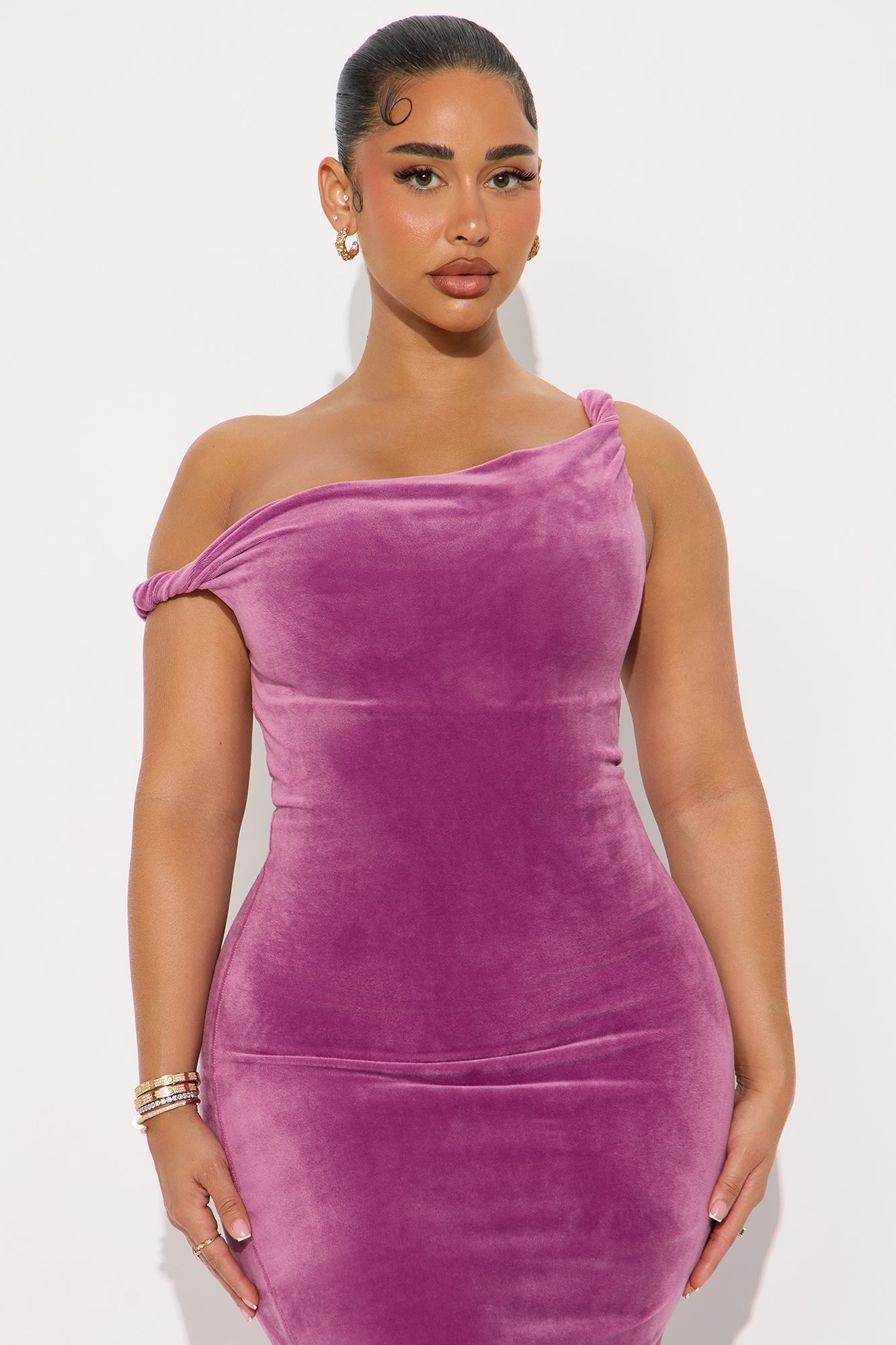 Season Of Slay Velour Gown - Mauve