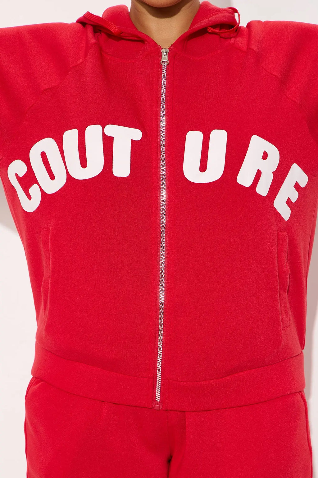 Couture Comfort Zip Up Fleece Pant Set - Red 