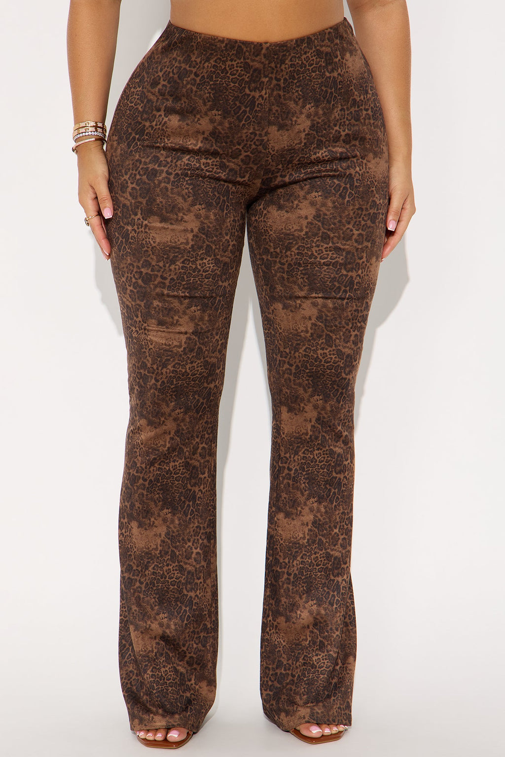 Kiki Faux Suede Leopard Flare Pant 33″ - Leopard