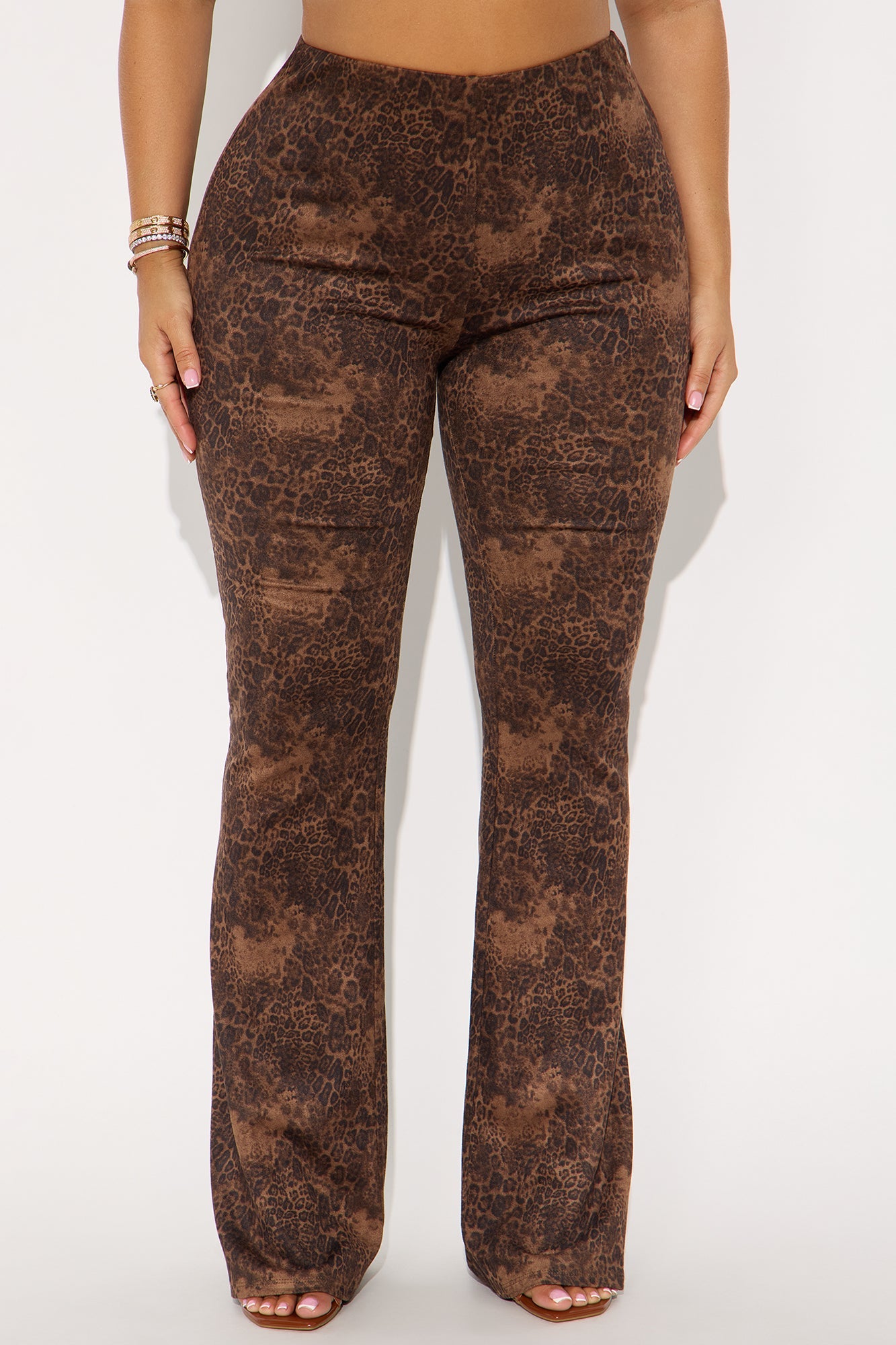 Kiki Faux Suede Leopard Flare Pant 33″ - Leopard
