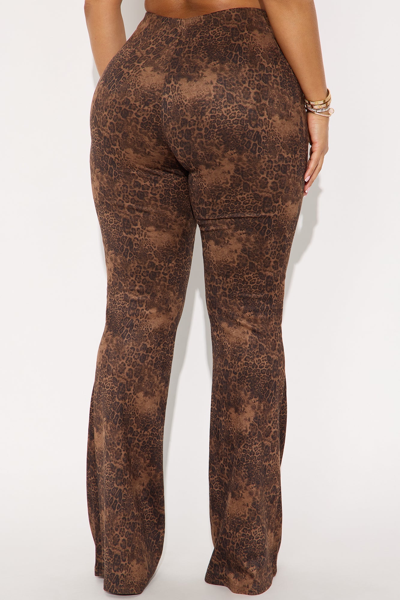 Kiki Faux Suede Leopard Flare Pant 33″ - Leopard