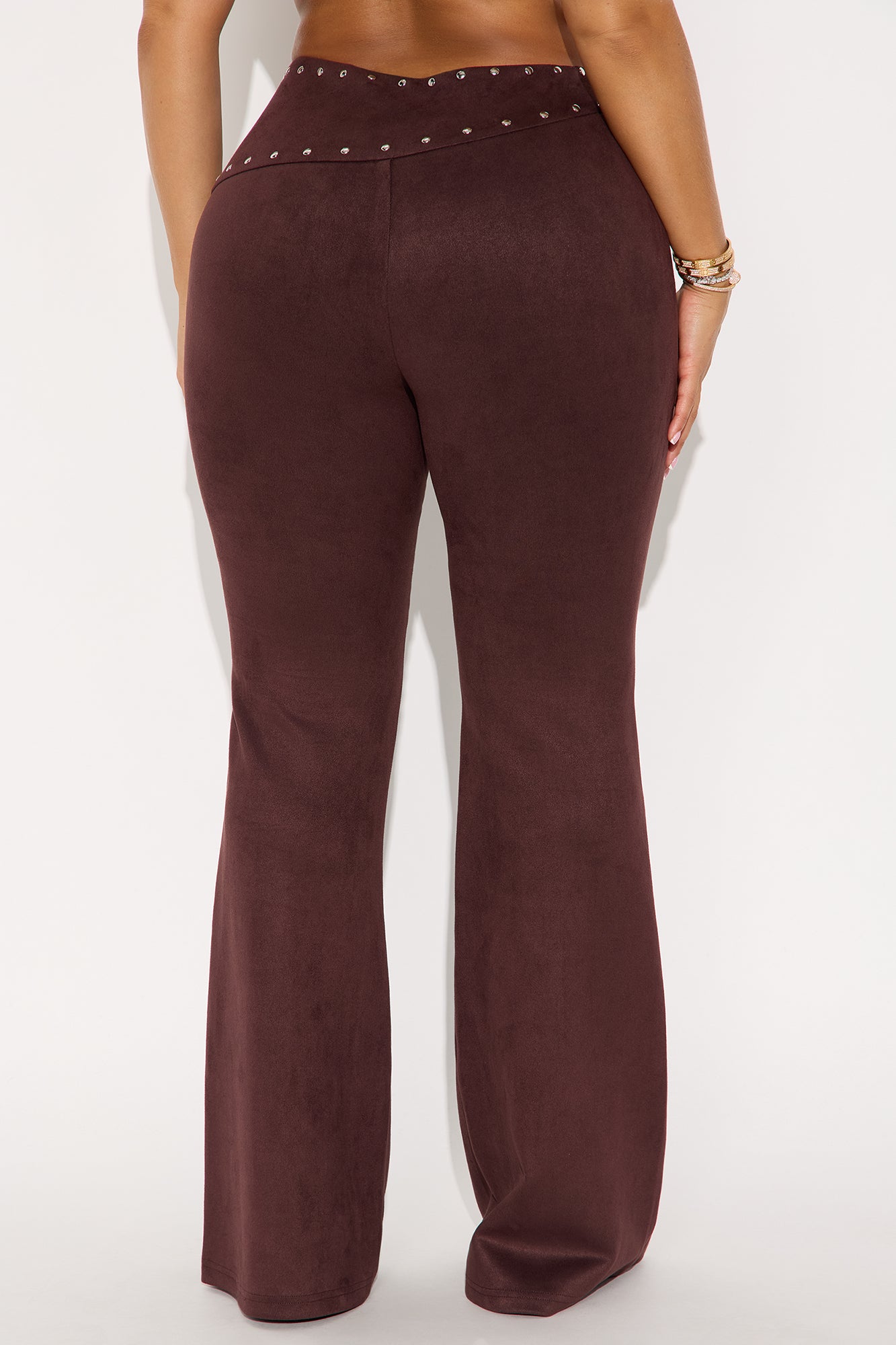 Round Em Up Faux Suede Flare Leg Pant 34 - Chocolate