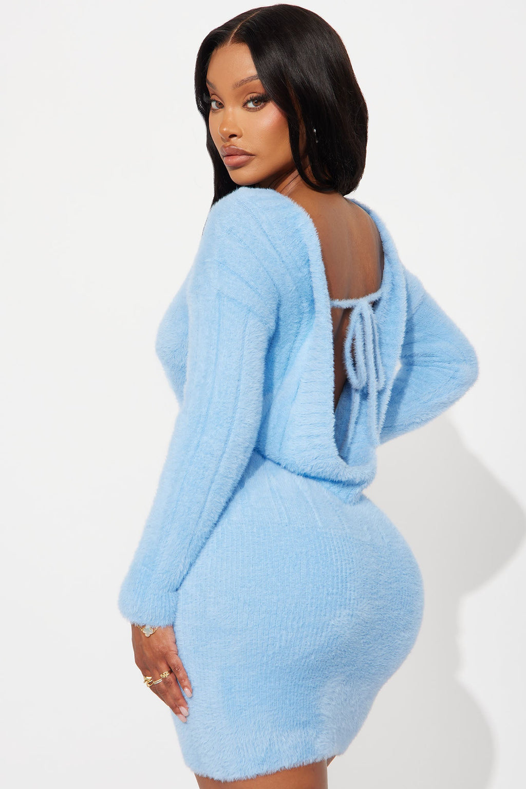 Soft Feels Sweater Mini Dress - Blue