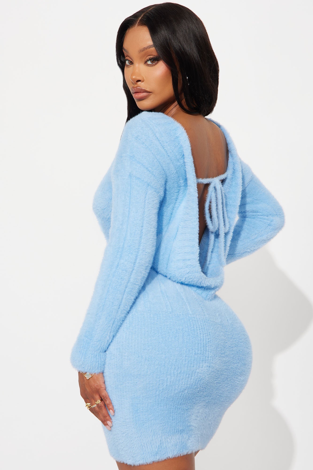 Soft Feels Sweater Mini Dress - Blue