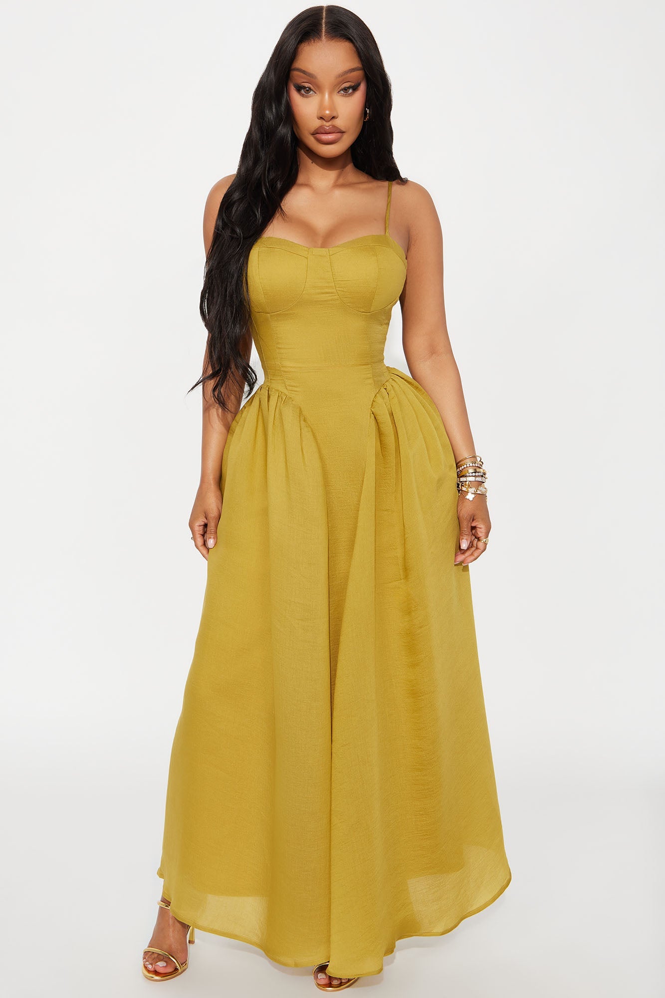 Myndi Flare Maxi Dress - Chartreuse
