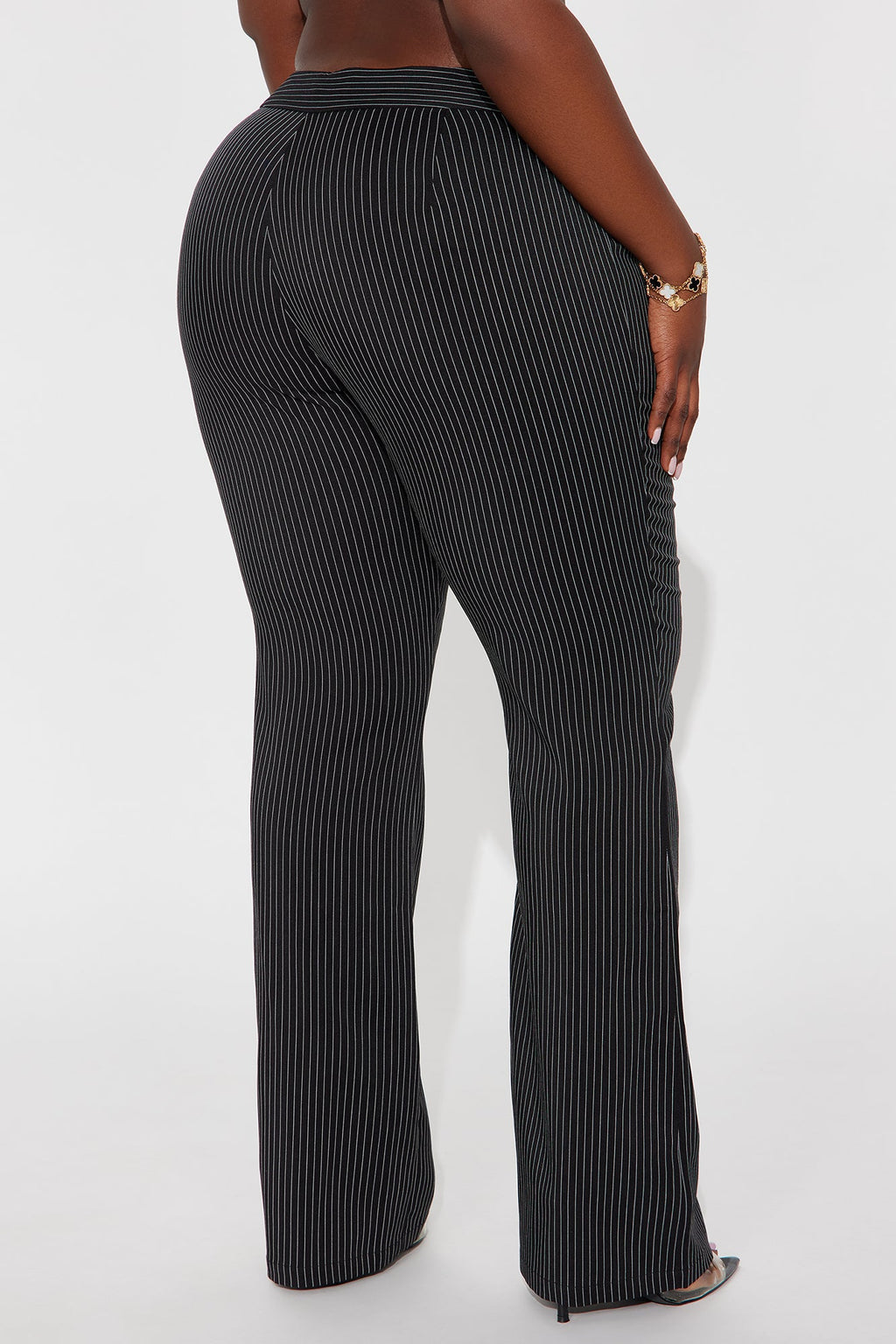 Giana Pinstripe Belted Trouser Pant 33″ - Black/White