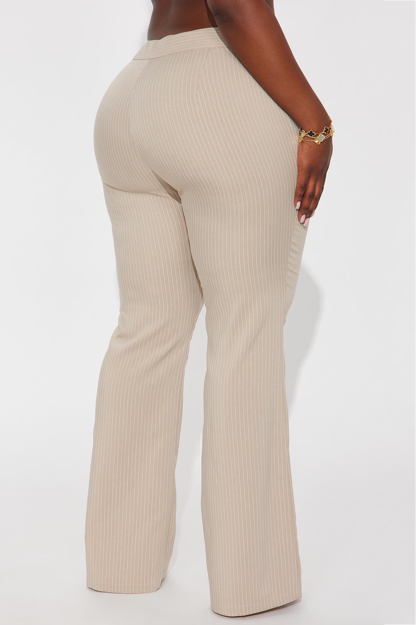 Giana Pinstripe Belted Trouser Pant 33″ - Stone/Combo