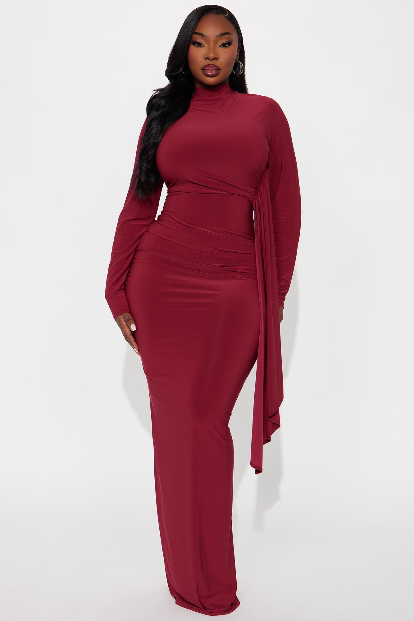 Ackens Snatched Maxi Dress - Burgundy