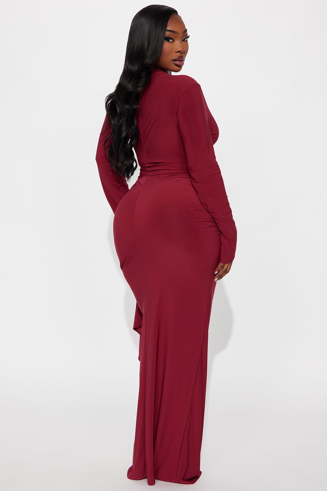 Ackens Snatched Maxi Dress - Burgundy