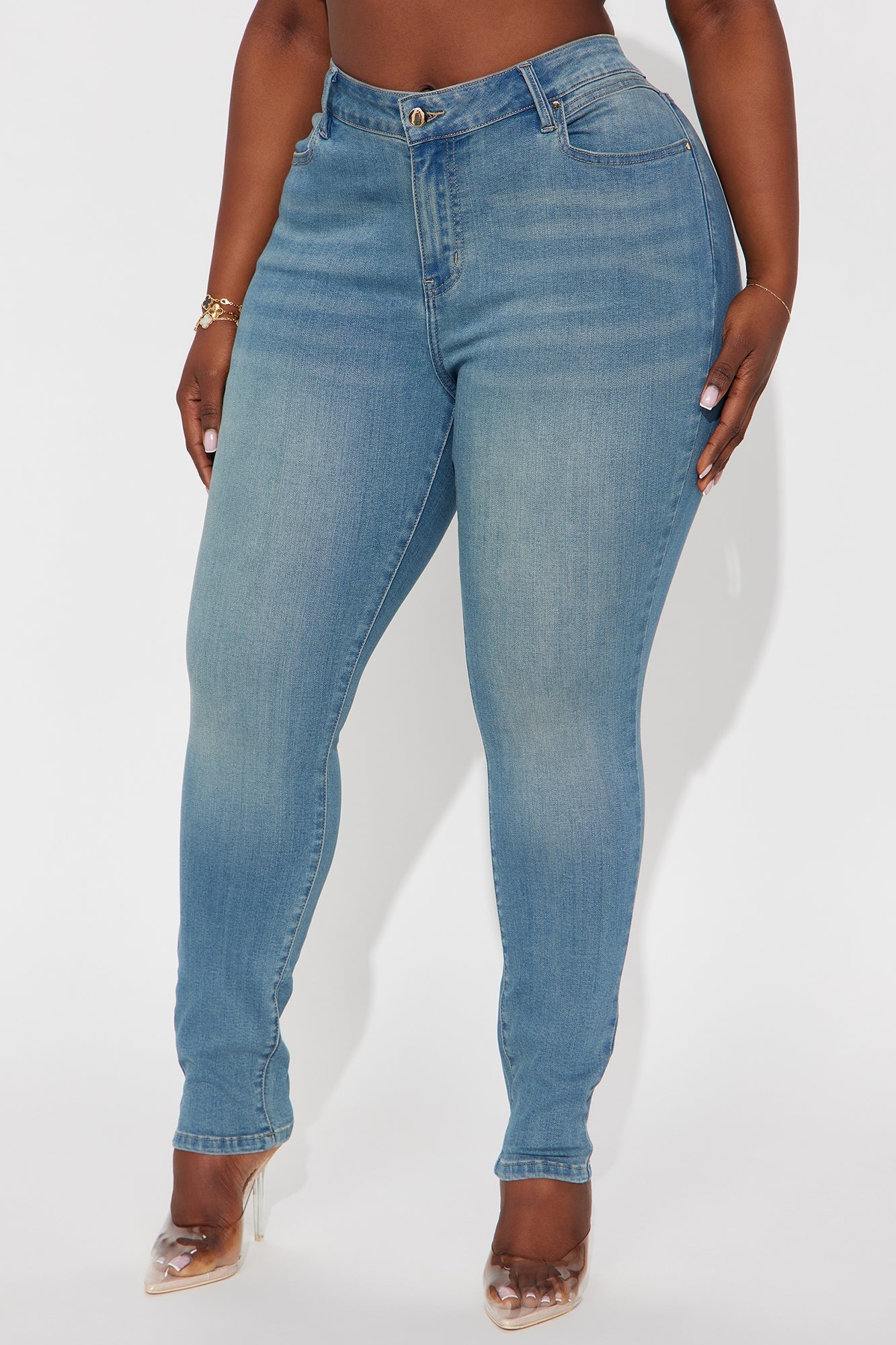 Do My Best Premium Low Waist Skinny Jeans - Vintage Wash