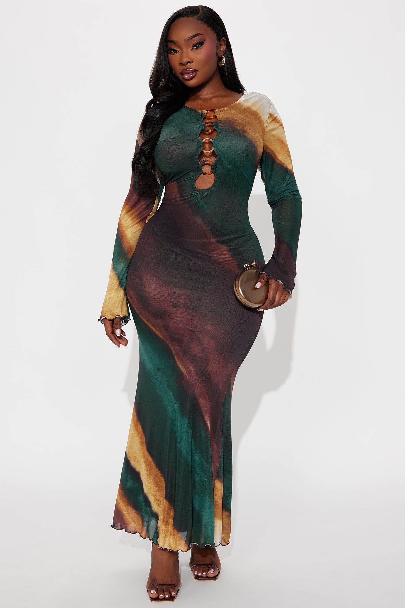 Next Wave Mesh Maxi Dress - Green/combo