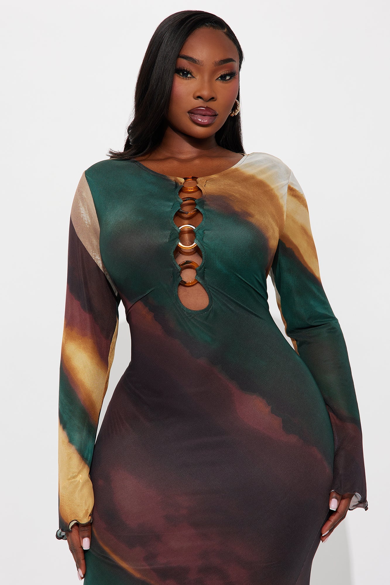 Next Wave Mesh Maxi Dress - Green/combo