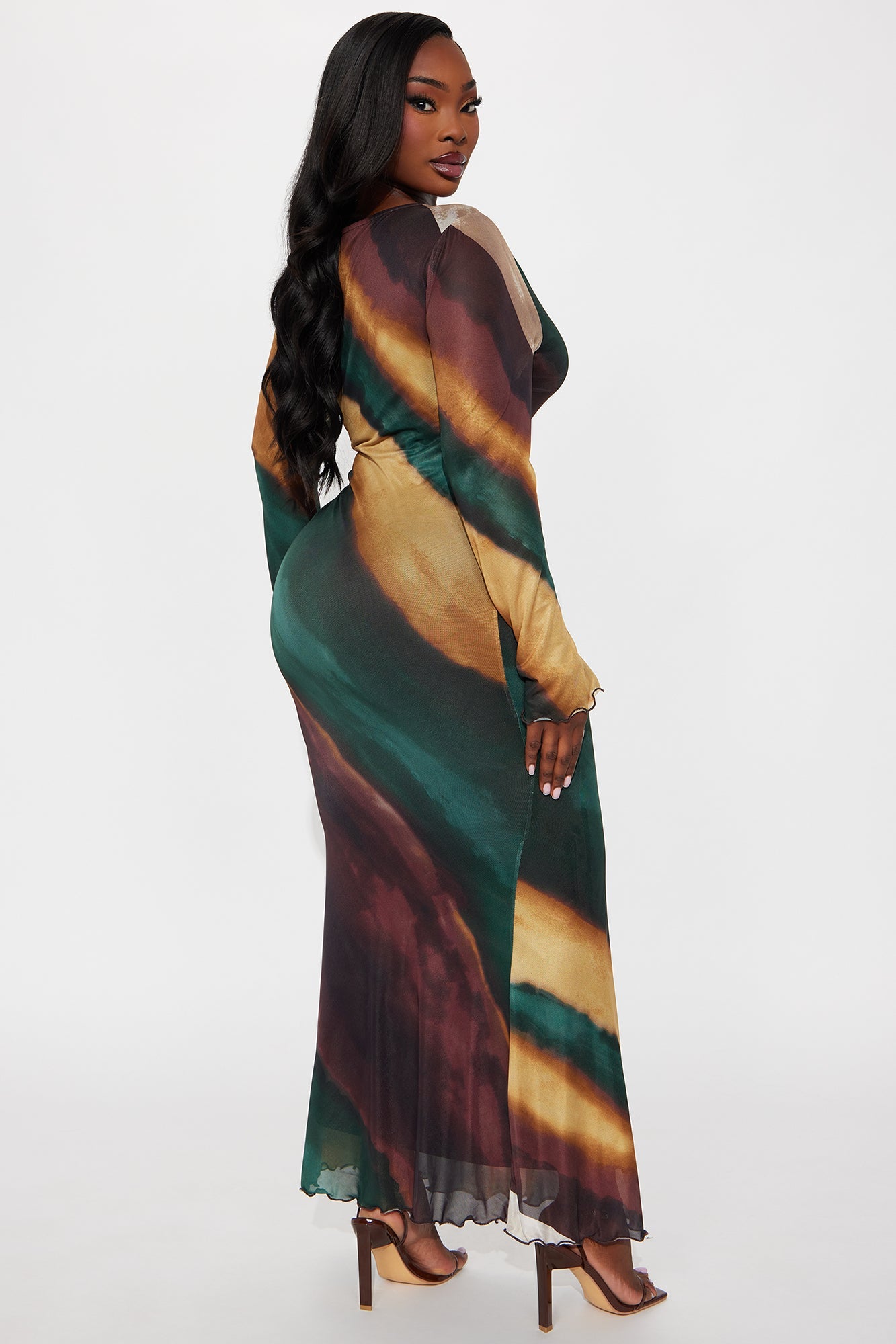 Next Wave Mesh Maxi Dress - Green/combo