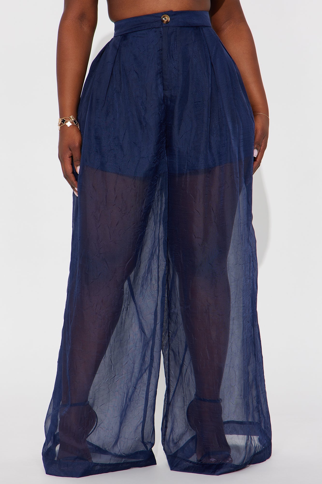 Hollie Wide Leg Organza Pant - Navy 