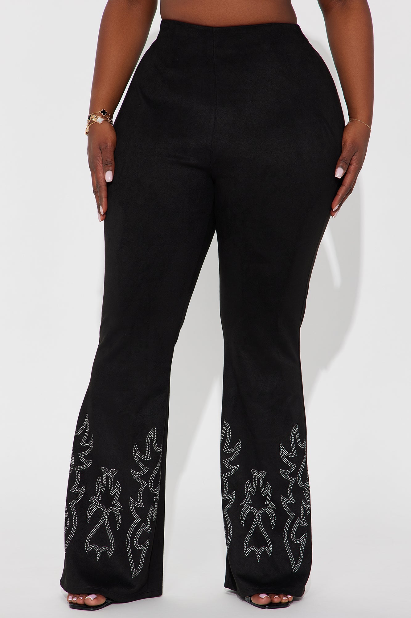 Southern Charm Faux Suede Flare Pant - Black