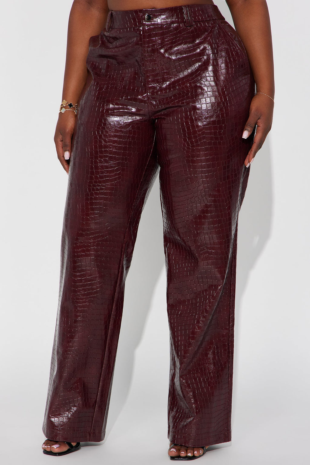Gianna Faux Leather Straight Leg Pant - Burgundy