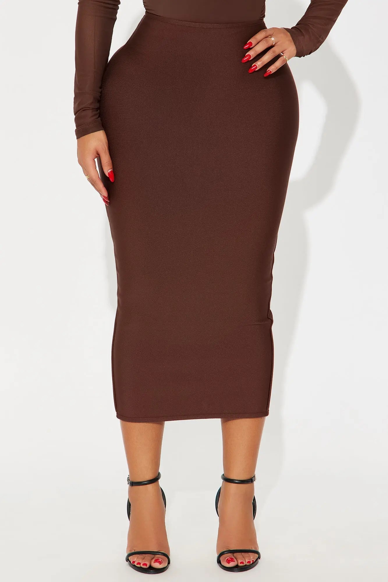 Camila Bandage Ankle Midi Skirt - Chocolate 