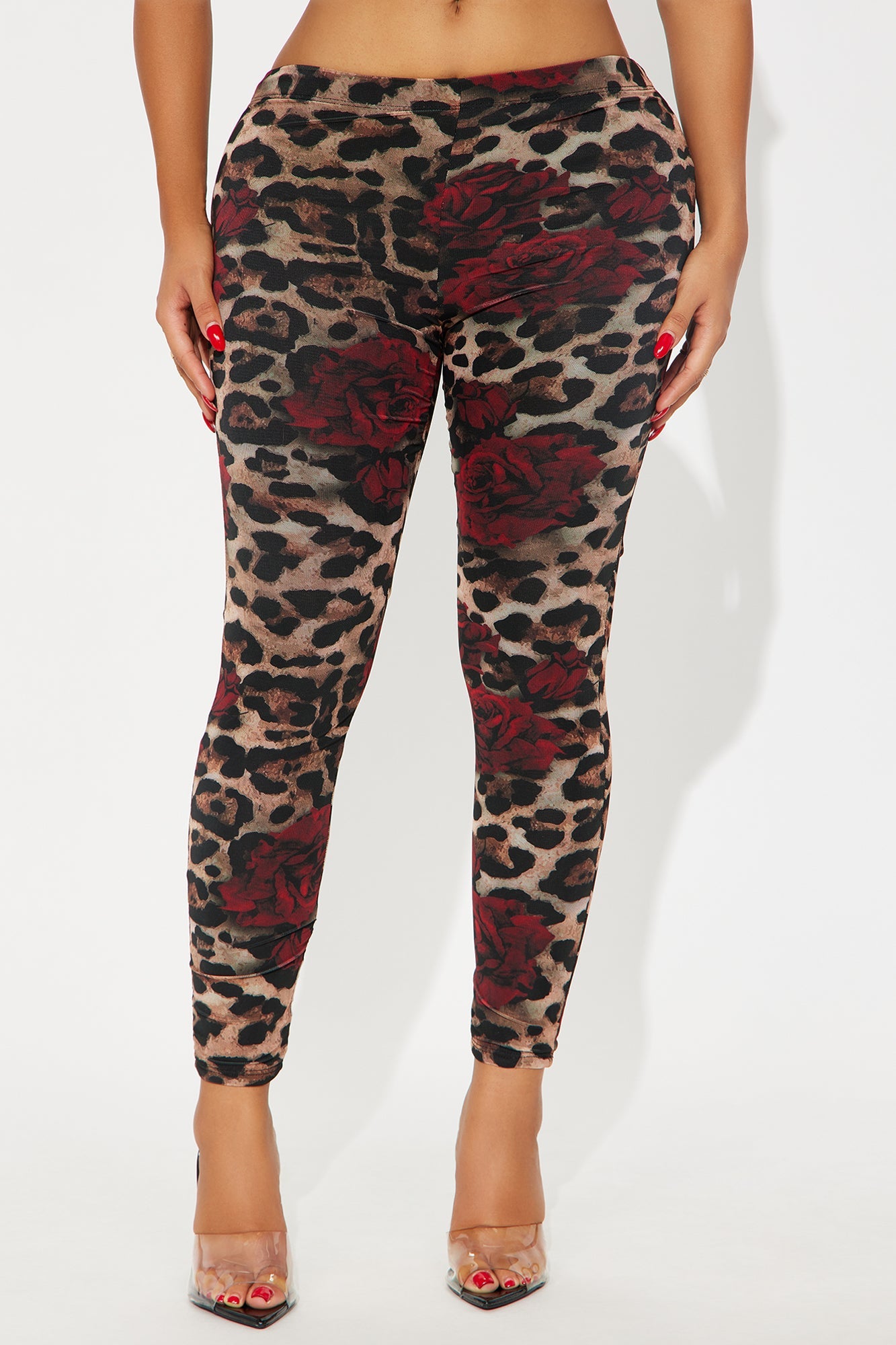 Gone Wild Leopard Lined Mesh Legging - Brown/combo