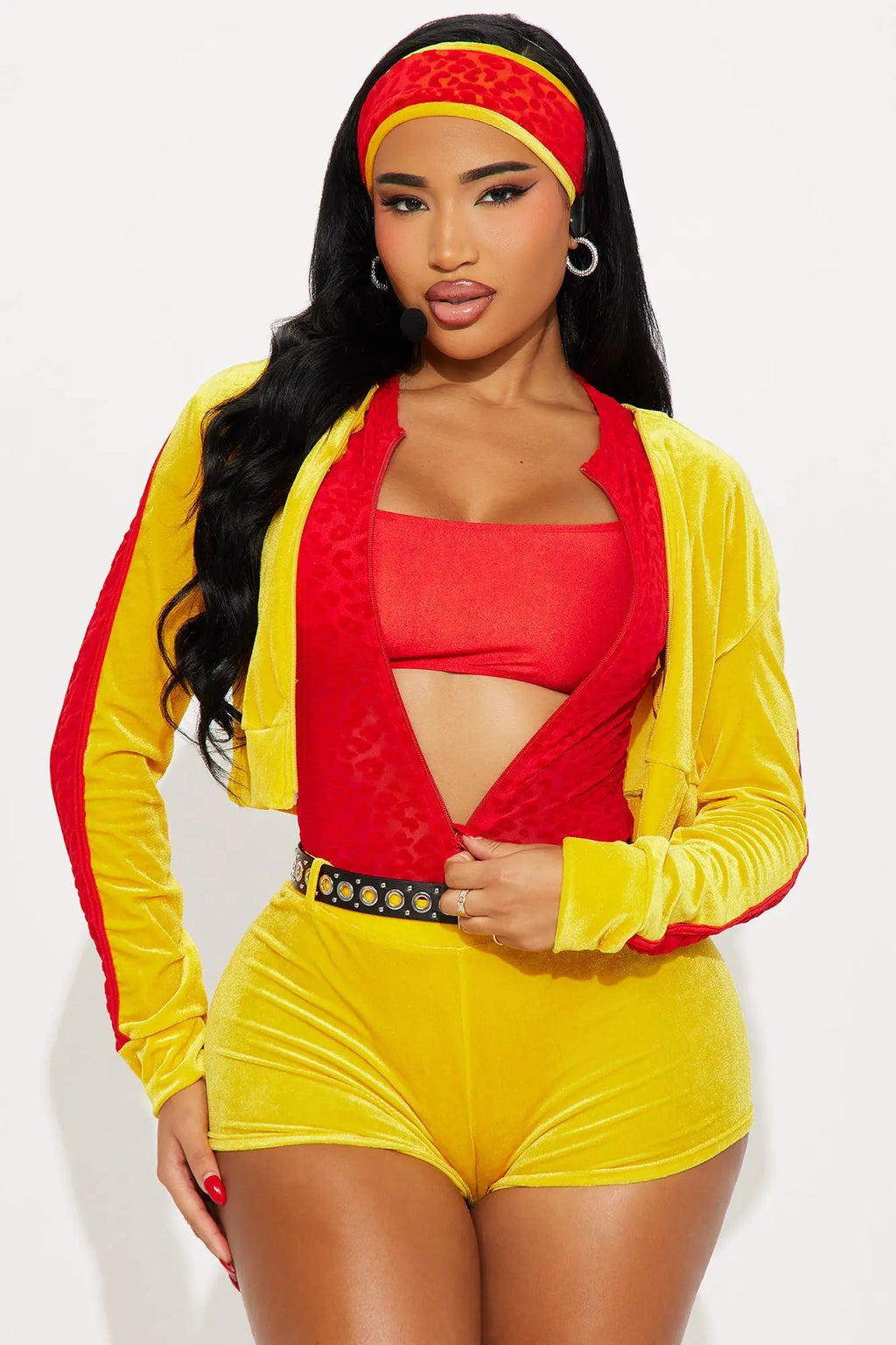 Yellow Feisty Cheetah 8 Piece Costume Set - Yellow 