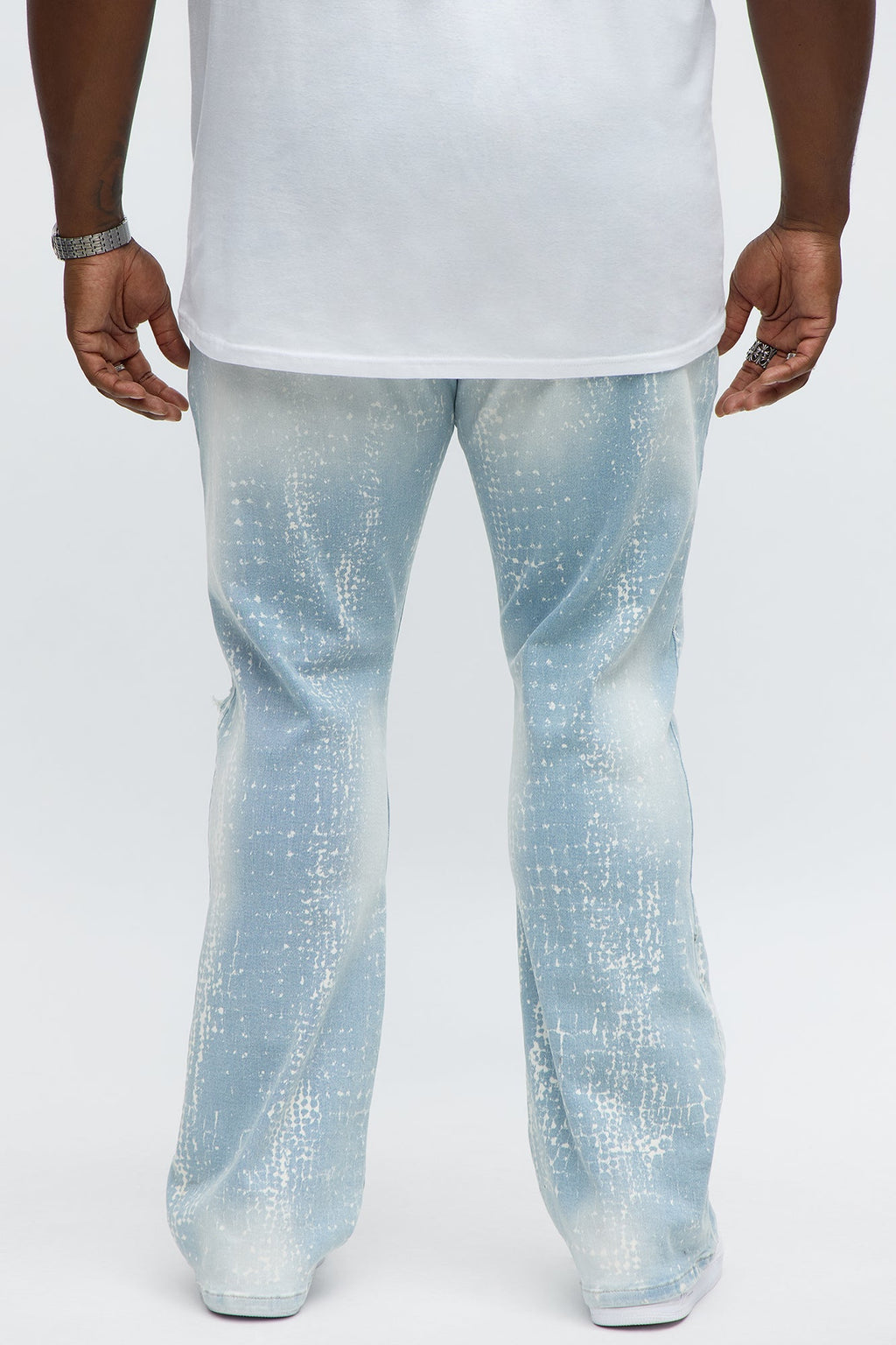 Stacked Skinny Flare Bleach Croc Jean - Light Wash