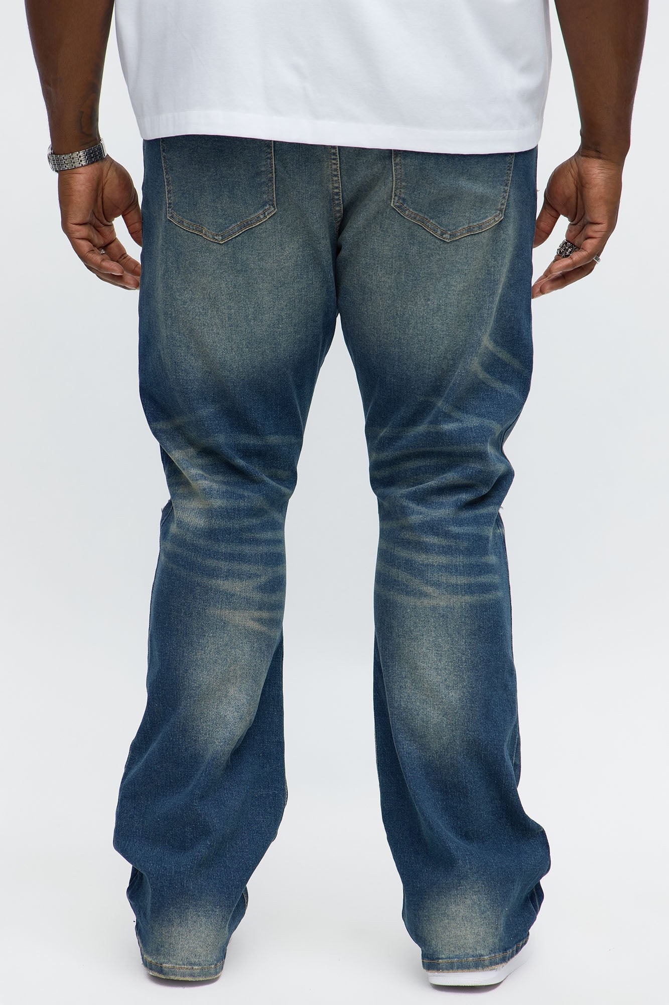 Stacked Skinny Flare Be Brave Be Fearless Embridered Jean - Dark Wash