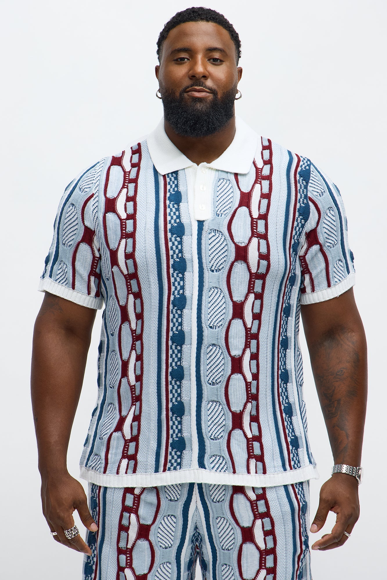 Wakka Multi Color Knit Polo - White/combo