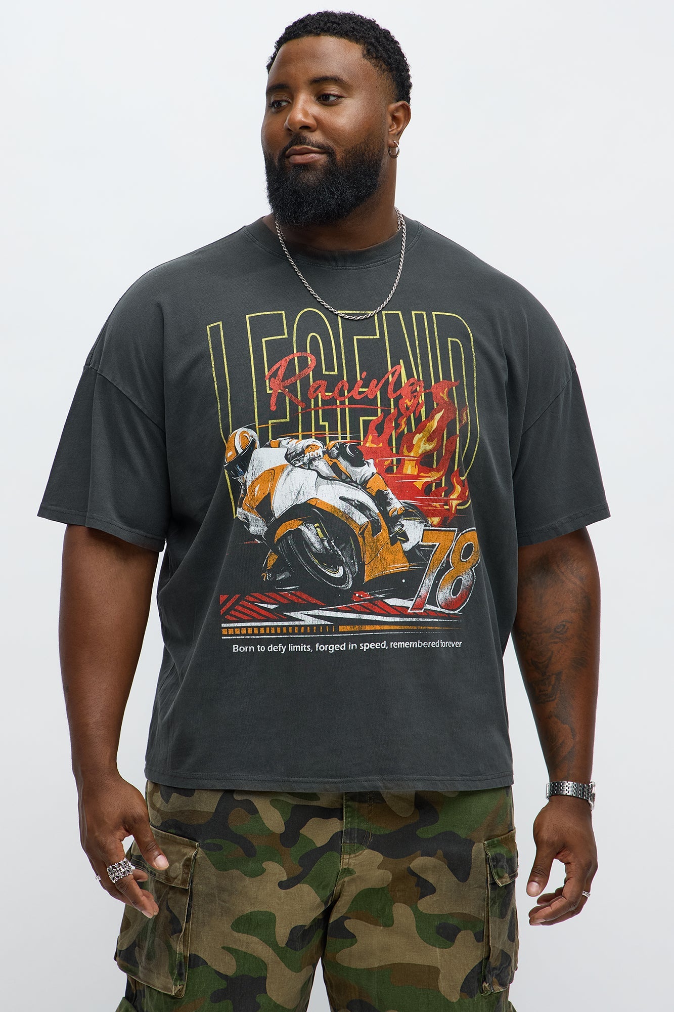 Legend Racing Oversized Short Sleeve Tee - Black Wash